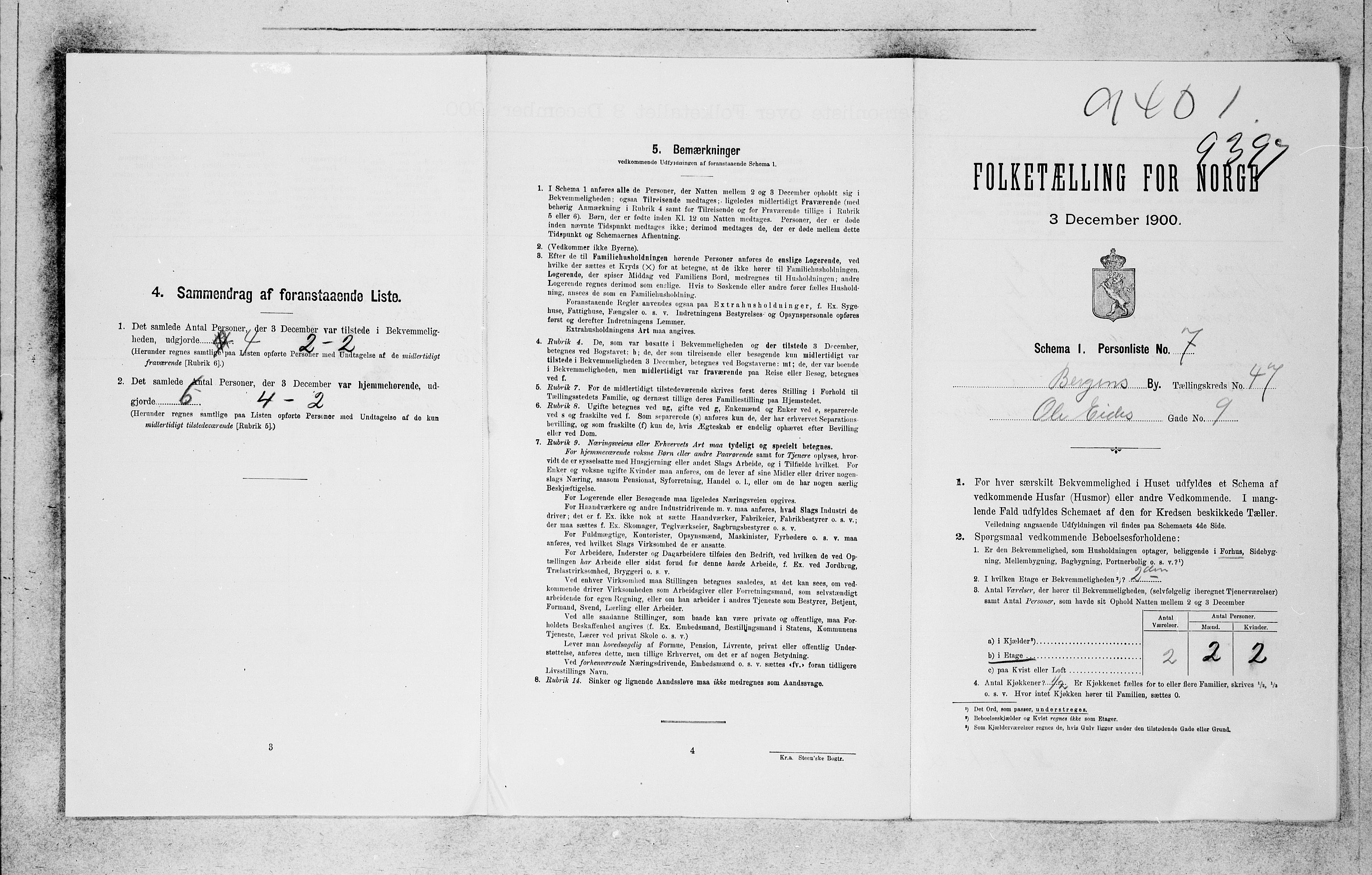 SAB, 1900 census for Bergen, 1900, p. 9090