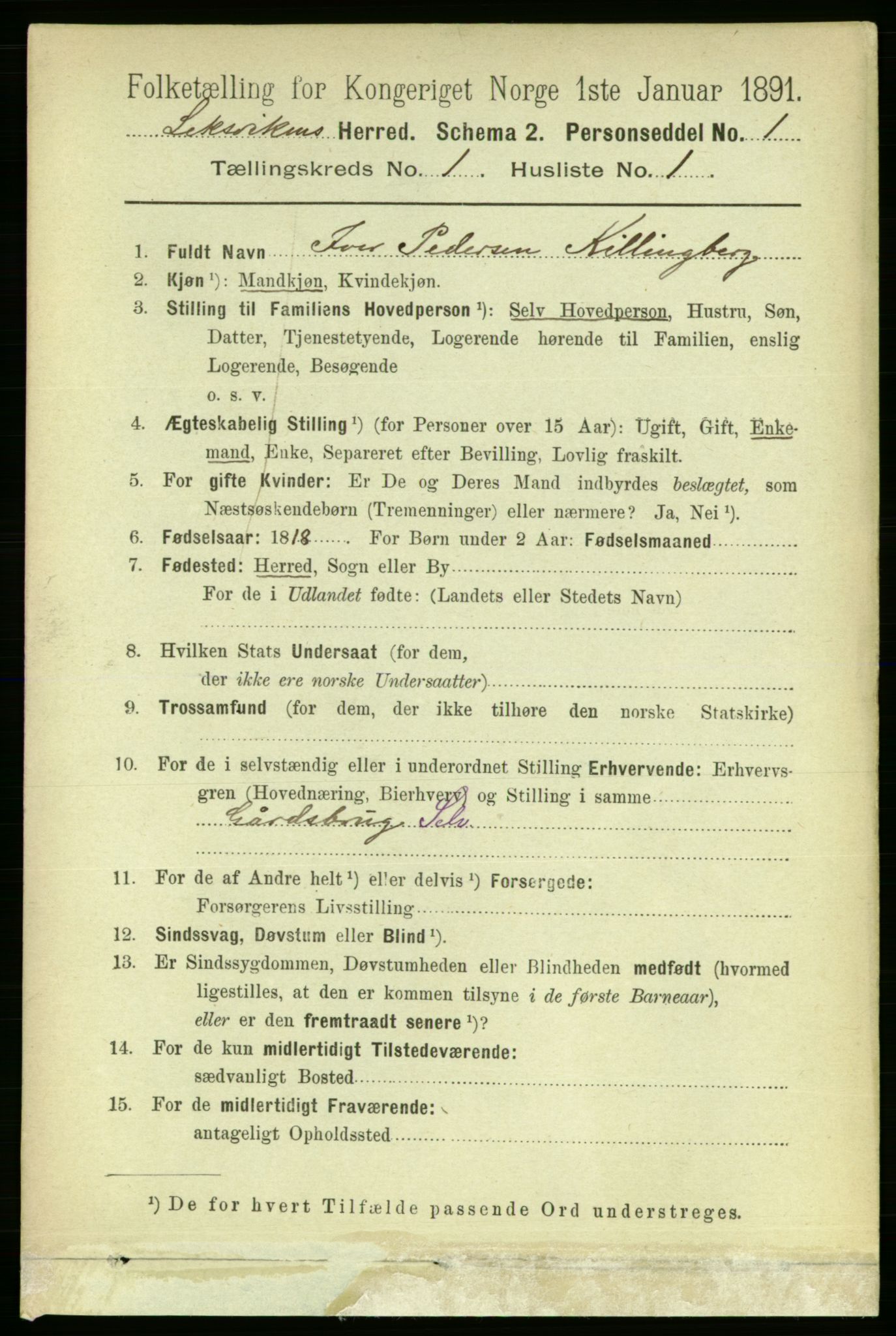 RA, 1891 census for 1718 Leksvik, 1891, p. 103