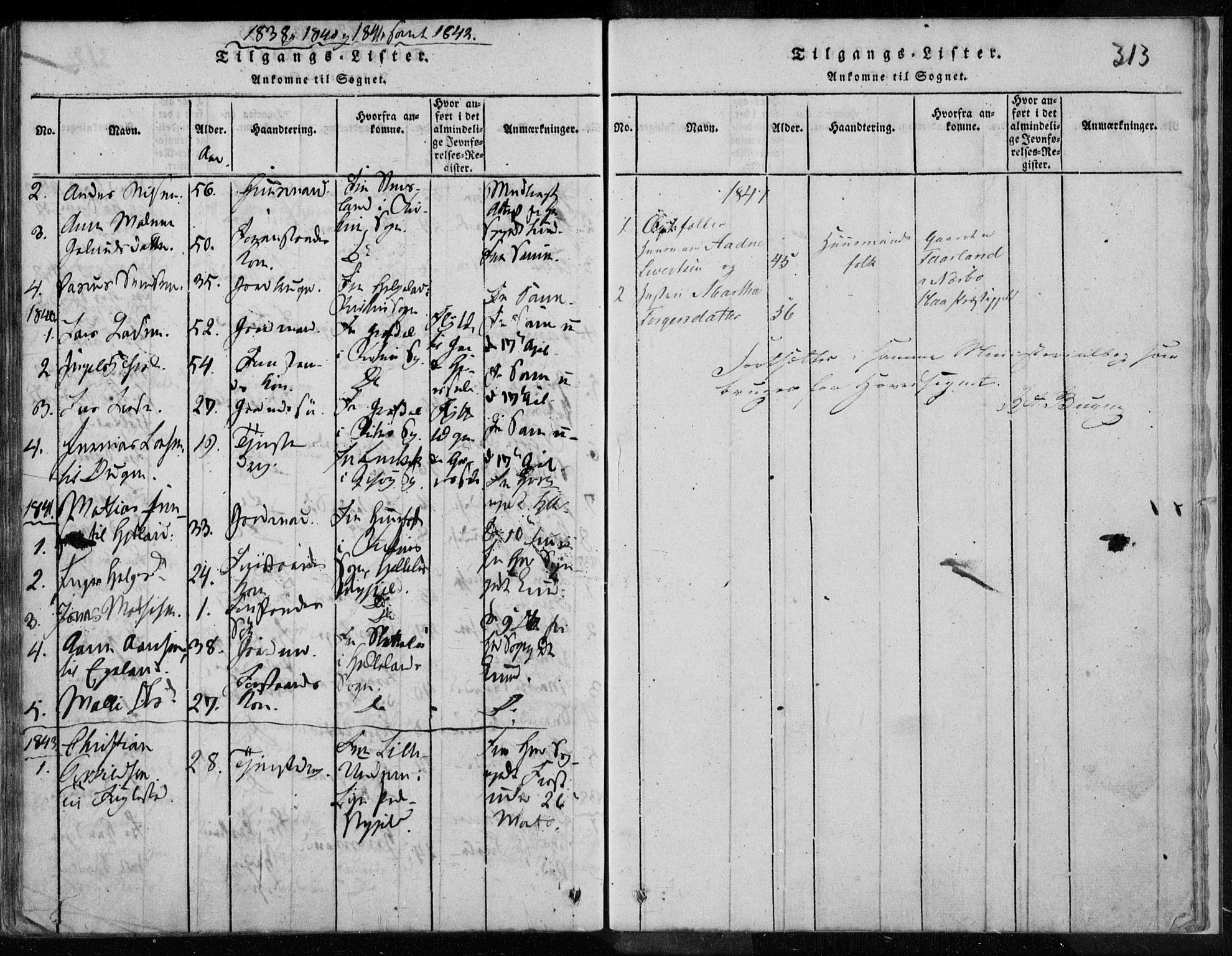 Eigersund sokneprestkontor, AV/SAST-A-101807/S08/L0008: Parish register (official) no. A 8, 1816-1847, p. 313