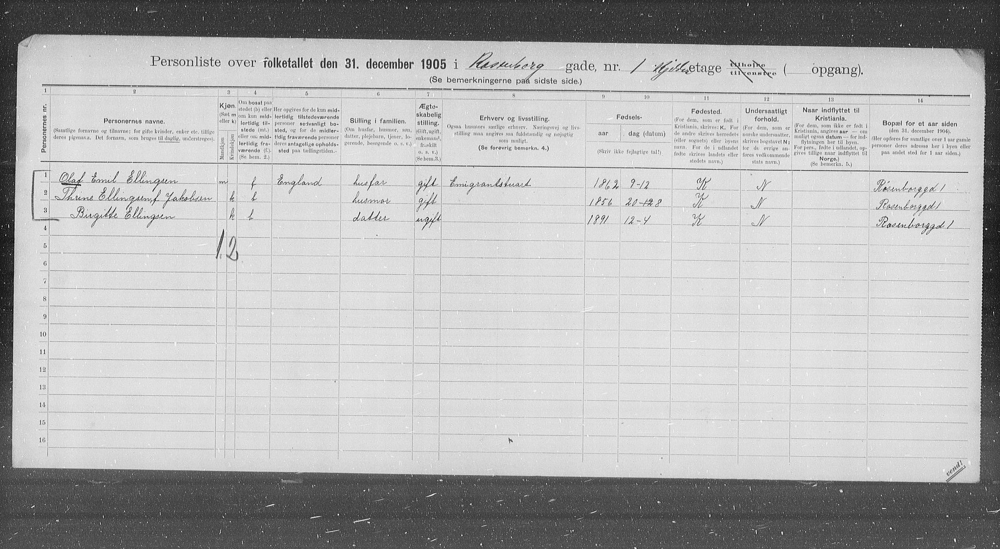 OBA, Municipal Census 1905 for Kristiania, 1905, p. 43911