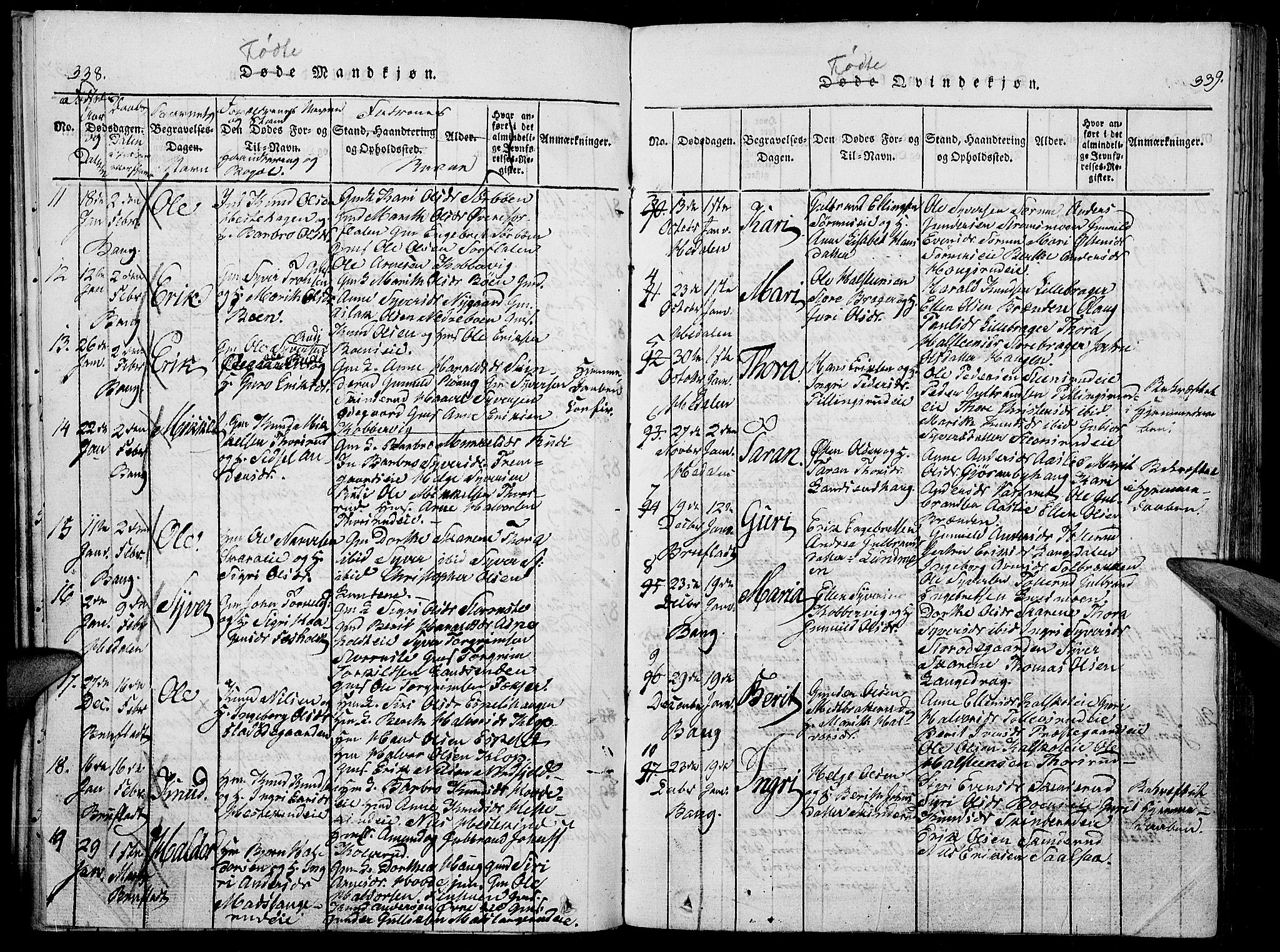 Sør-Aurdal prestekontor, SAH/PREST-128/H/Ha/Haa/L0003: Parish register (official) no. 3, 1825-1840, p. 338-339