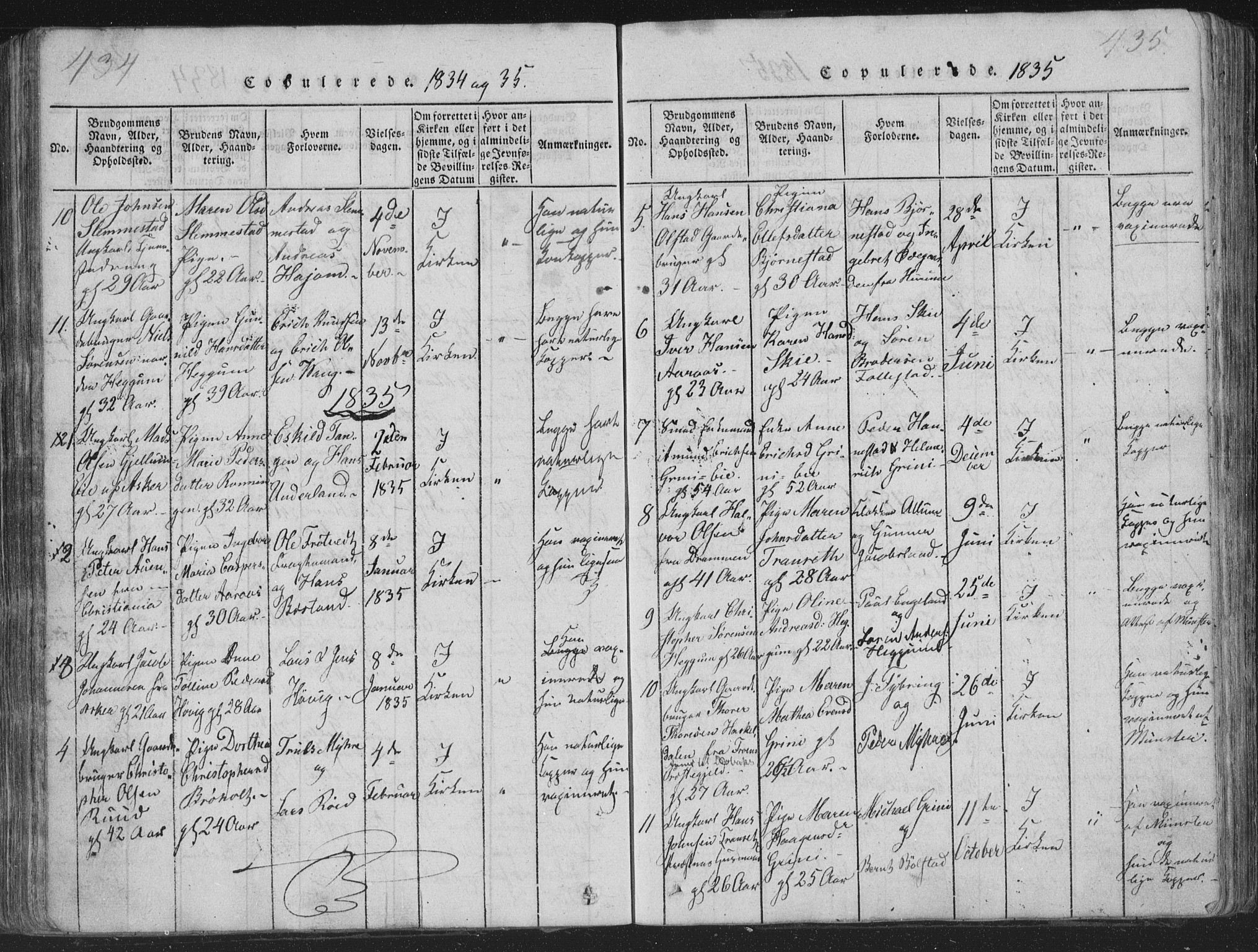 Røyken kirkebøker, SAKO/A-241/G/Ga/L0003: Parish register (copy) no. 3, 1814-1856, p. 434-435