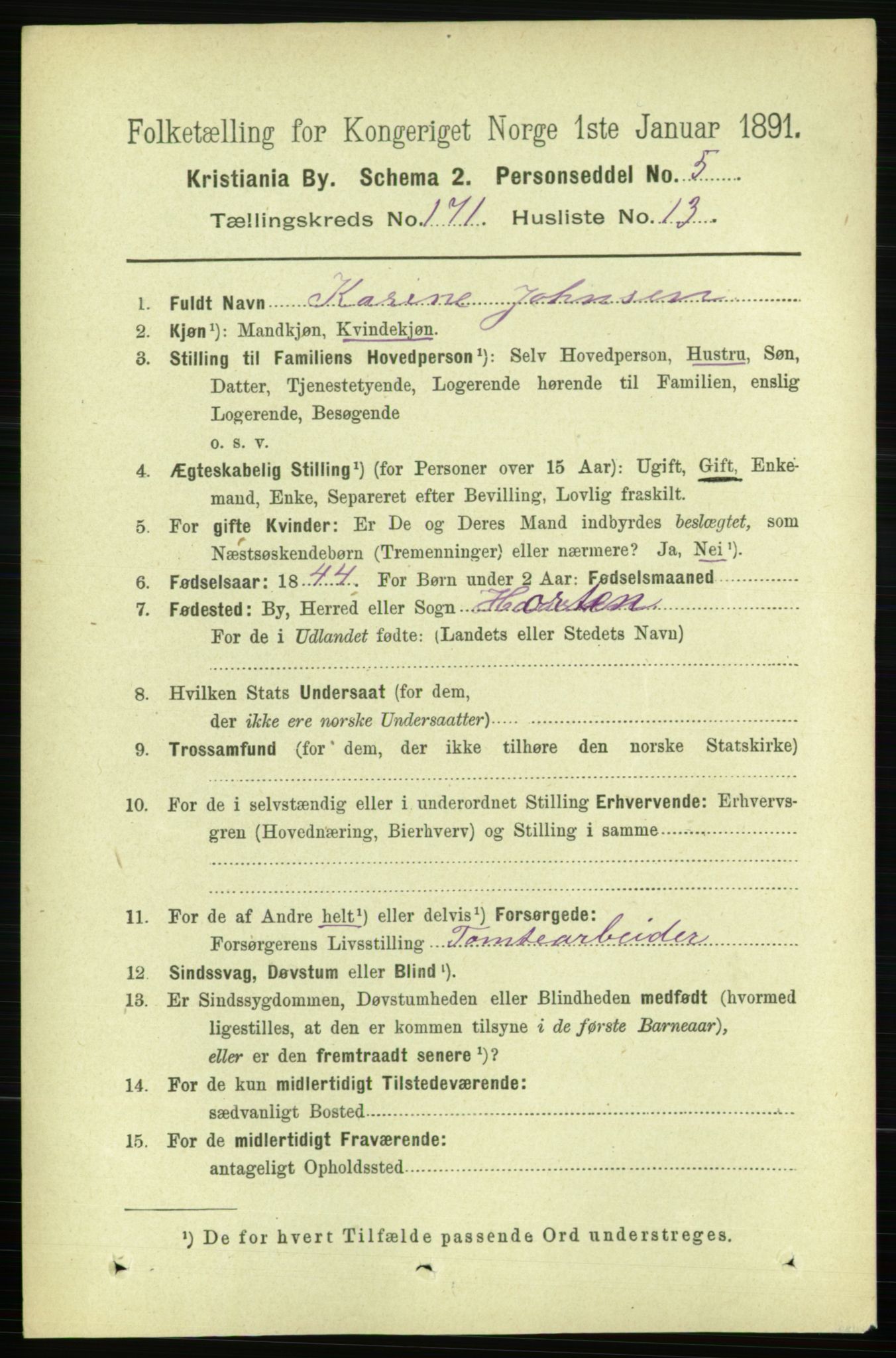 RA, 1891 census for 0301 Kristiania, 1891, p. 100947