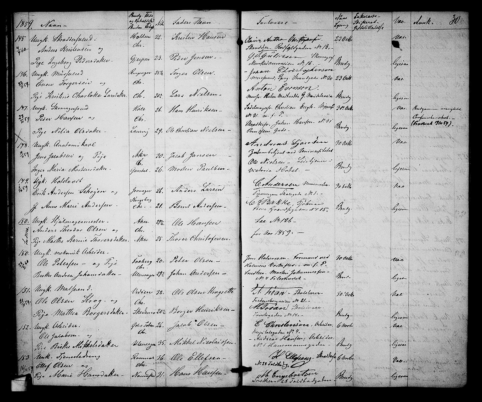 Trefoldighet prestekontor Kirkebøker, AV/SAO-A-10882/H/Ha/L0001: Banns register no. 1, 1858-1870, p. 30