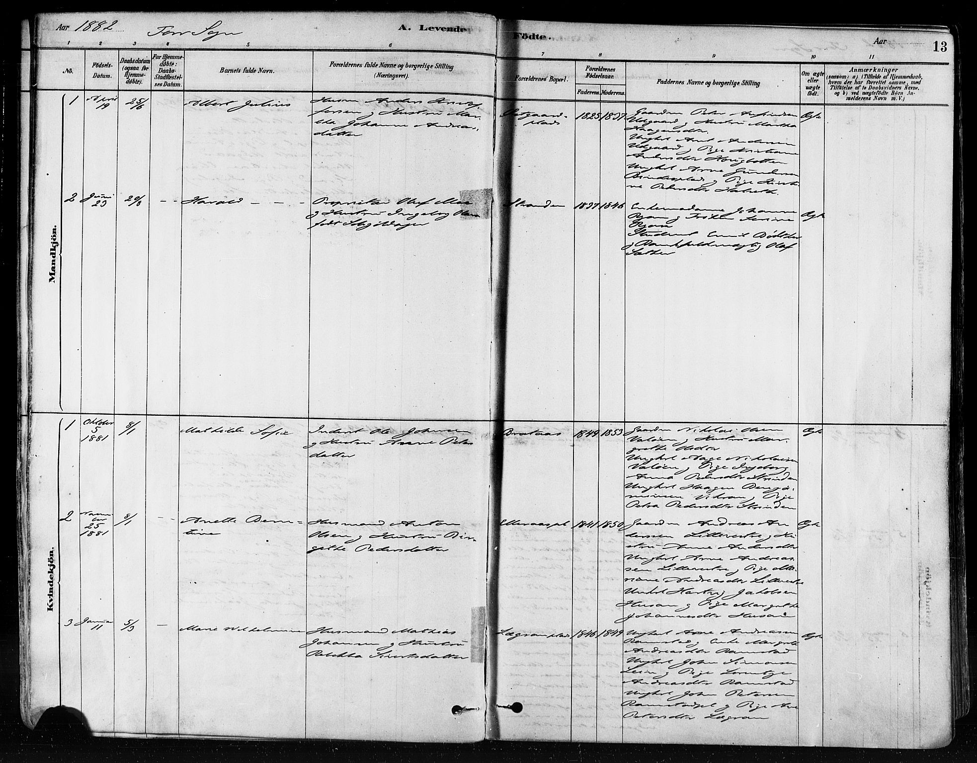 Ministerialprotokoller, klokkerbøker og fødselsregistre - Nord-Trøndelag, SAT/A-1458/746/L0448: Parish register (official) no. 746A07 /1, 1878-1900, p. 13