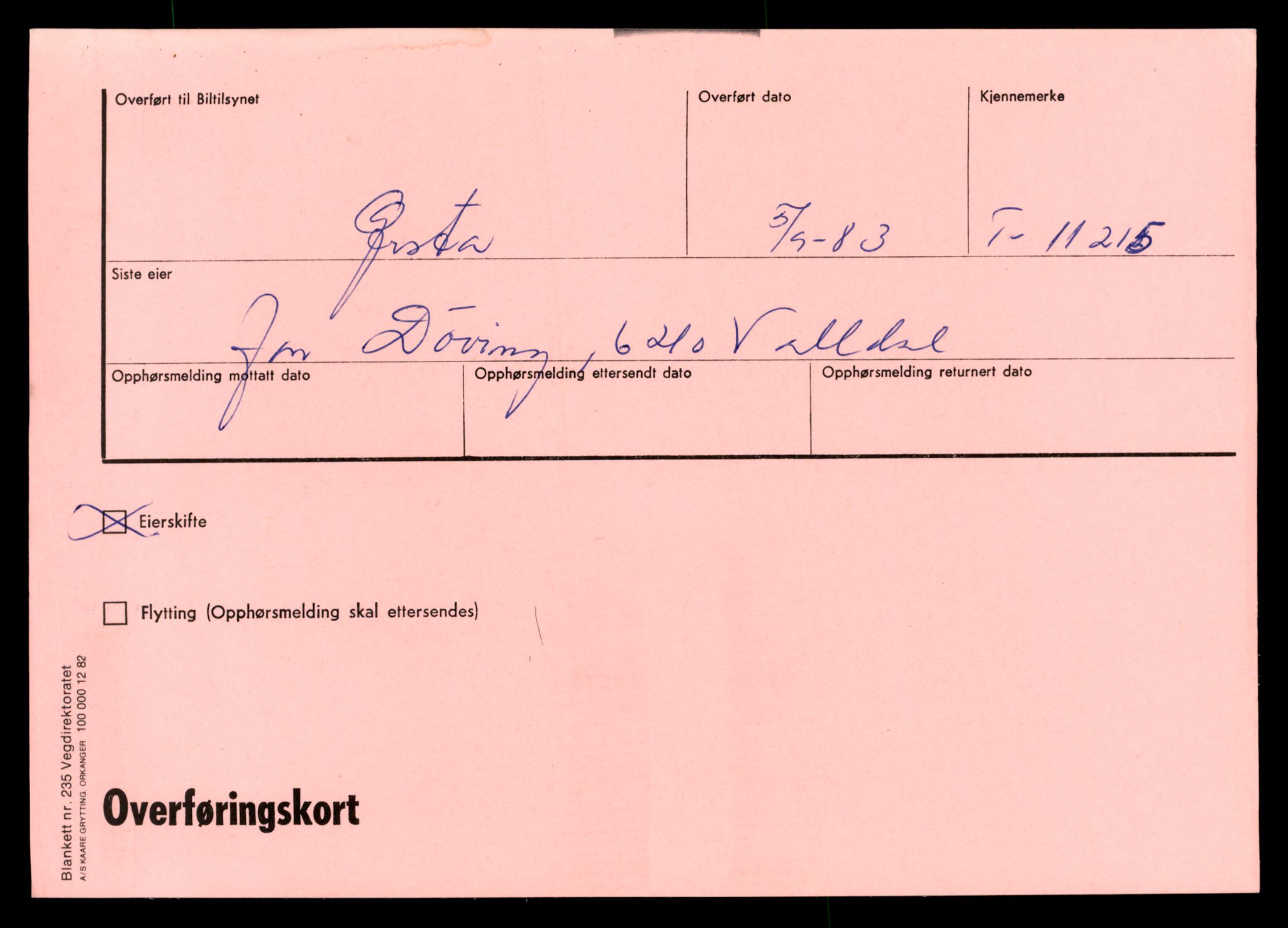 Møre og Romsdal vegkontor - Ålesund trafikkstasjon, AV/SAT-A-4099/F/Ff/L0003: Overførings-/henvisningskort T 11211 - T 14569, 1927-1998, p. 5