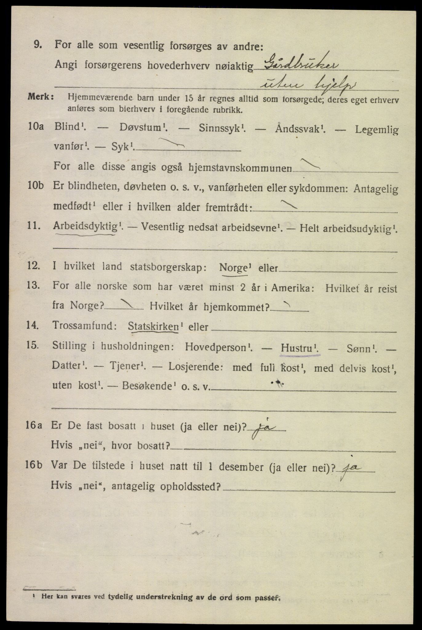 SAK, 1920 census for Lyngdal, 1920, p. 1590