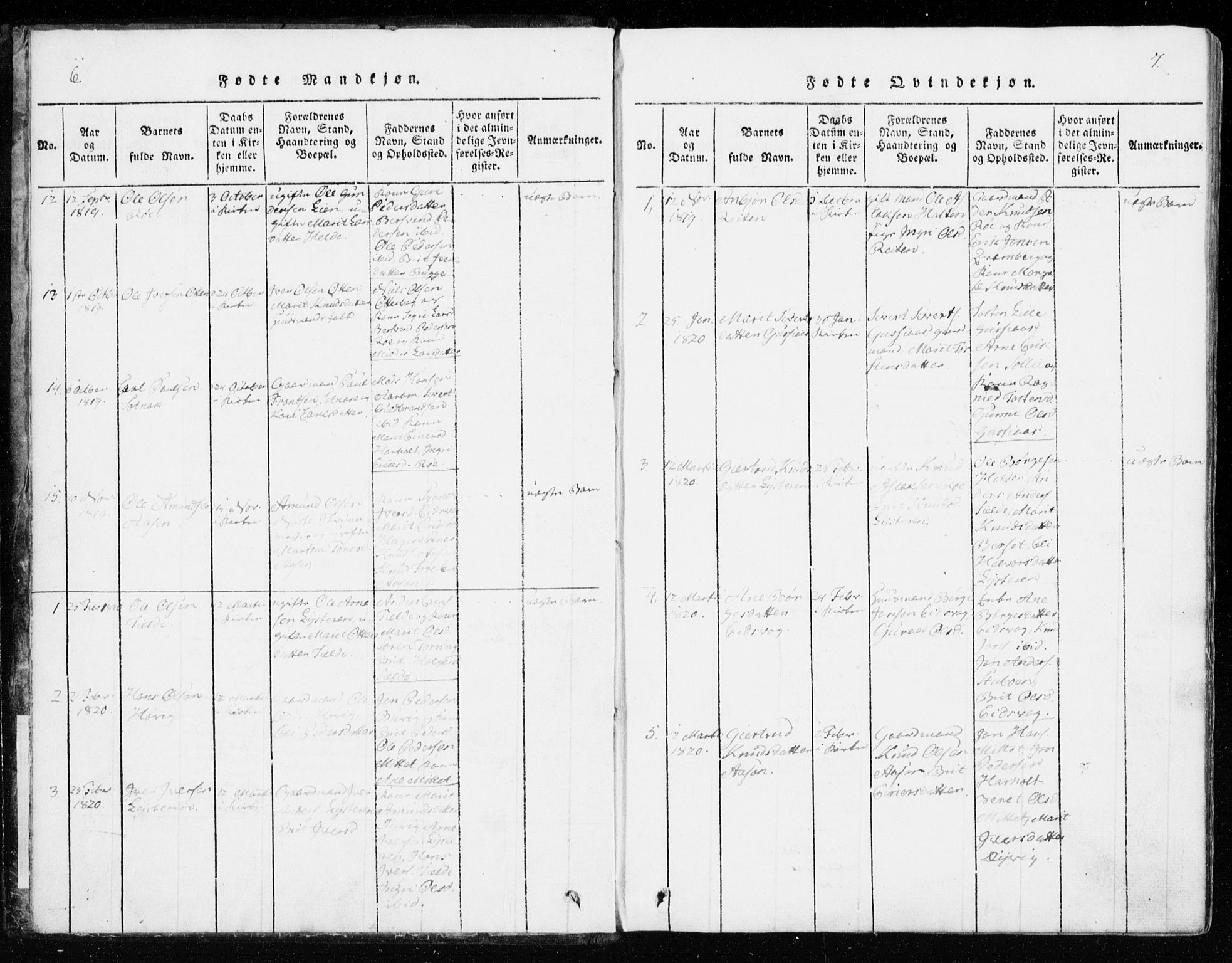 Ministerialprotokoller, klokkerbøker og fødselsregistre - Møre og Romsdal, SAT/A-1454/551/L0623: Parish register (official) no. 551A03, 1818-1831, p. 6-7