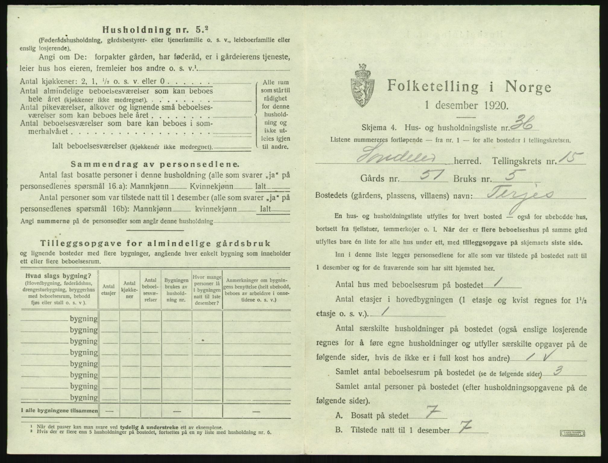 SAK, 1920 census for Søndeled, 1920, p. 1205