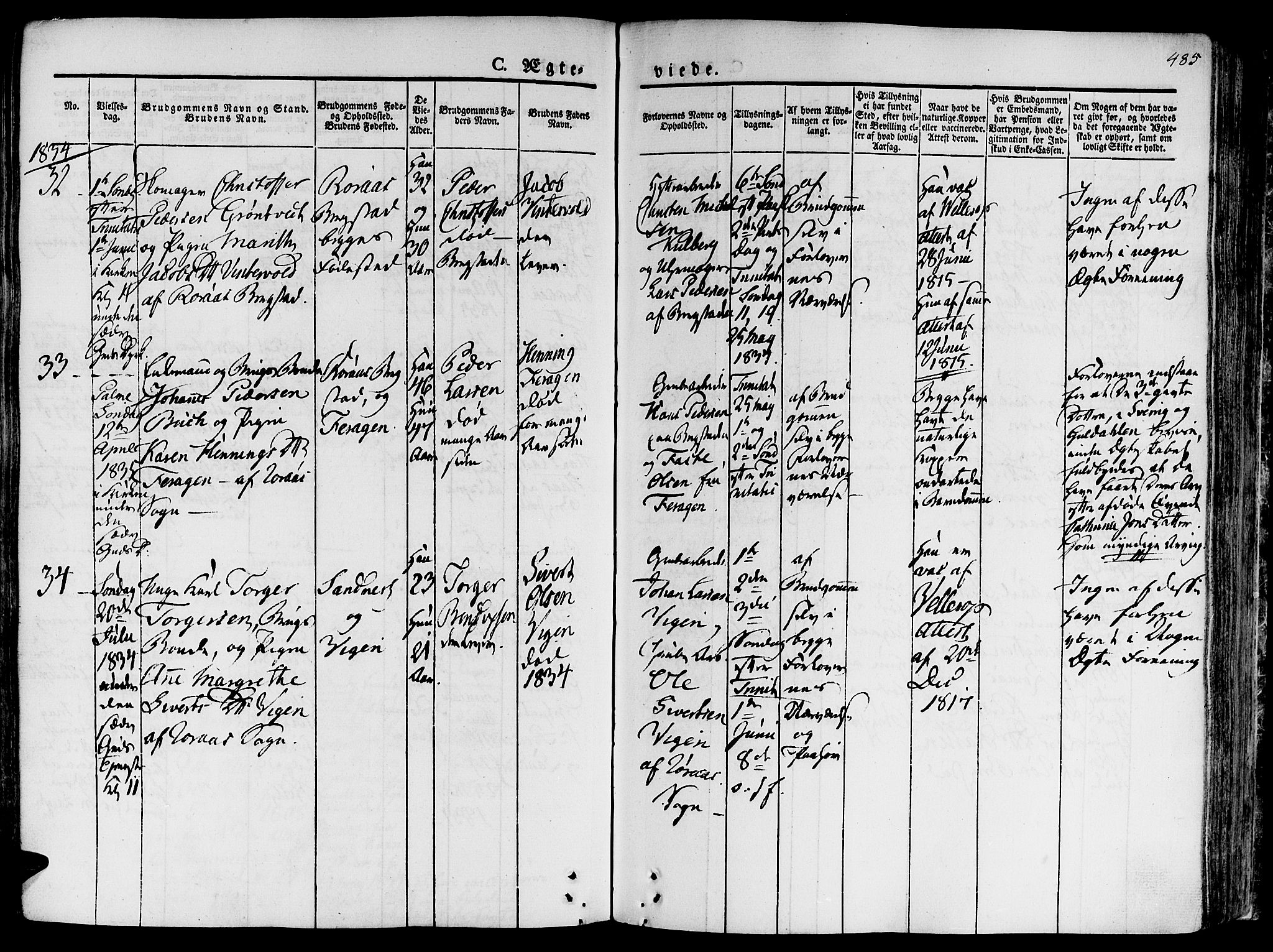 Ministerialprotokoller, klokkerbøker og fødselsregistre - Sør-Trøndelag, AV/SAT-A-1456/681/L0930: Parish register (official) no. 681A08, 1829-1844, p. 485