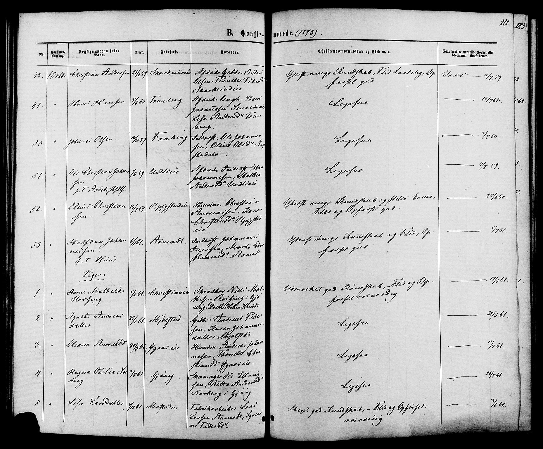 Vardal prestekontor, SAH/PREST-100/H/Ha/Haa/L0007: Parish register (official) no. 7, 1867-1878, p. 222
