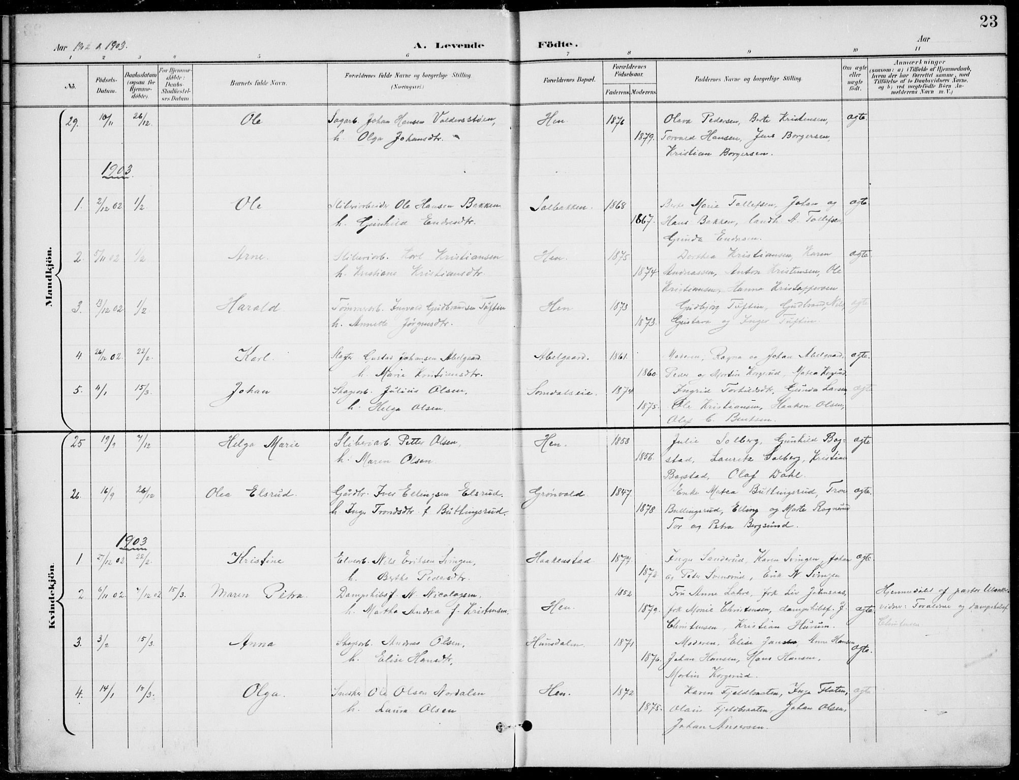 Ådal kirkebøker, AV/SAKO-A-248/F/Fb/L0002: Parish register (official) no. II 2, 1898-1917, p. 23