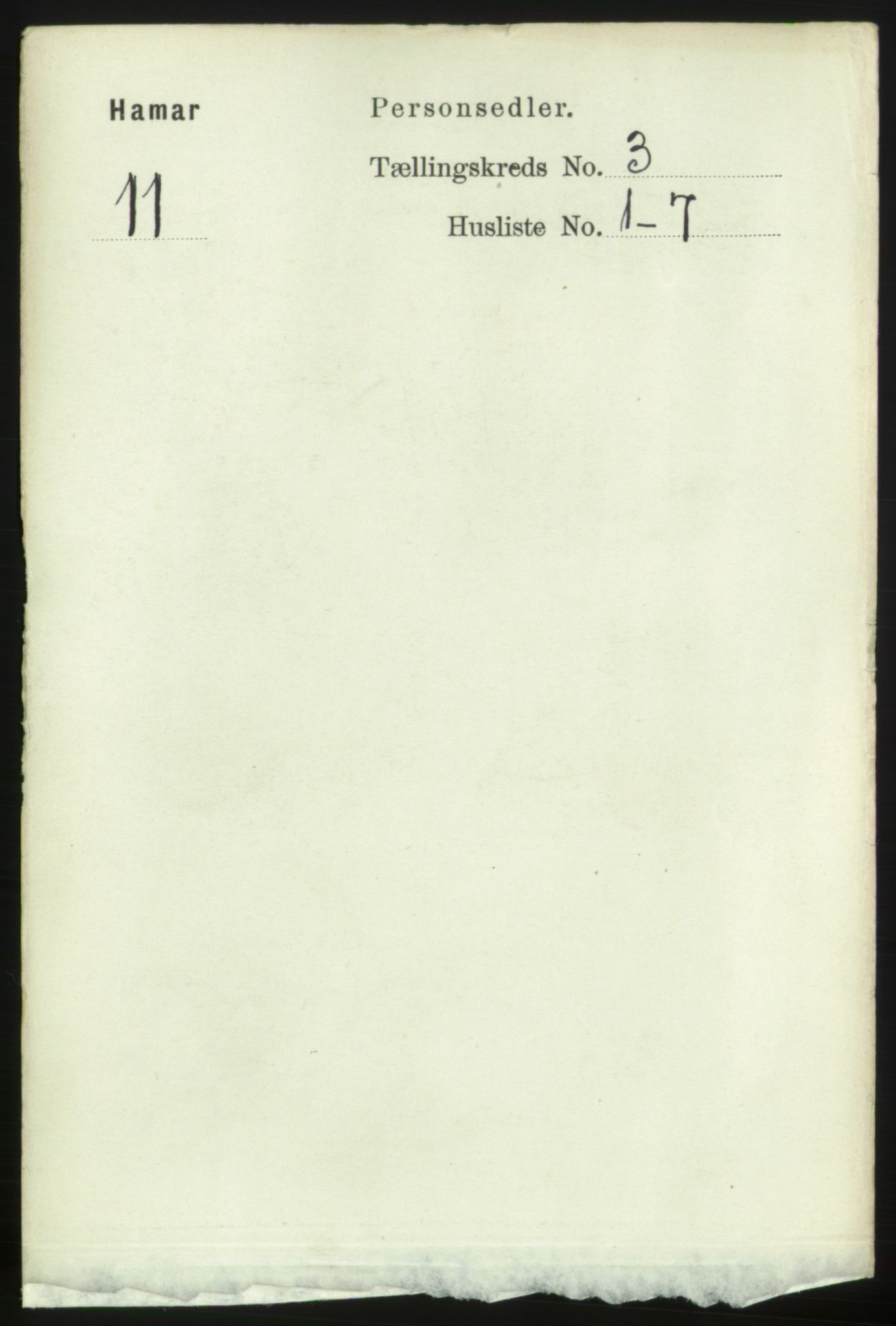 RA, 1891 census for 0401 Hamar, 1891, p. 1664