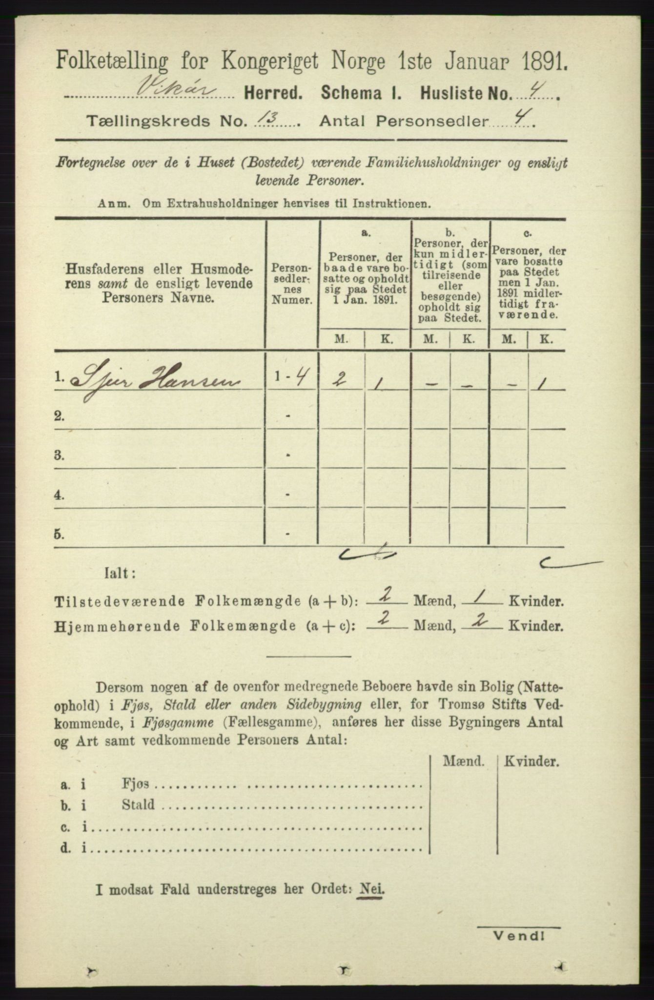 RA, 1891 census for 1238 Vikør, 1891, p. 3565