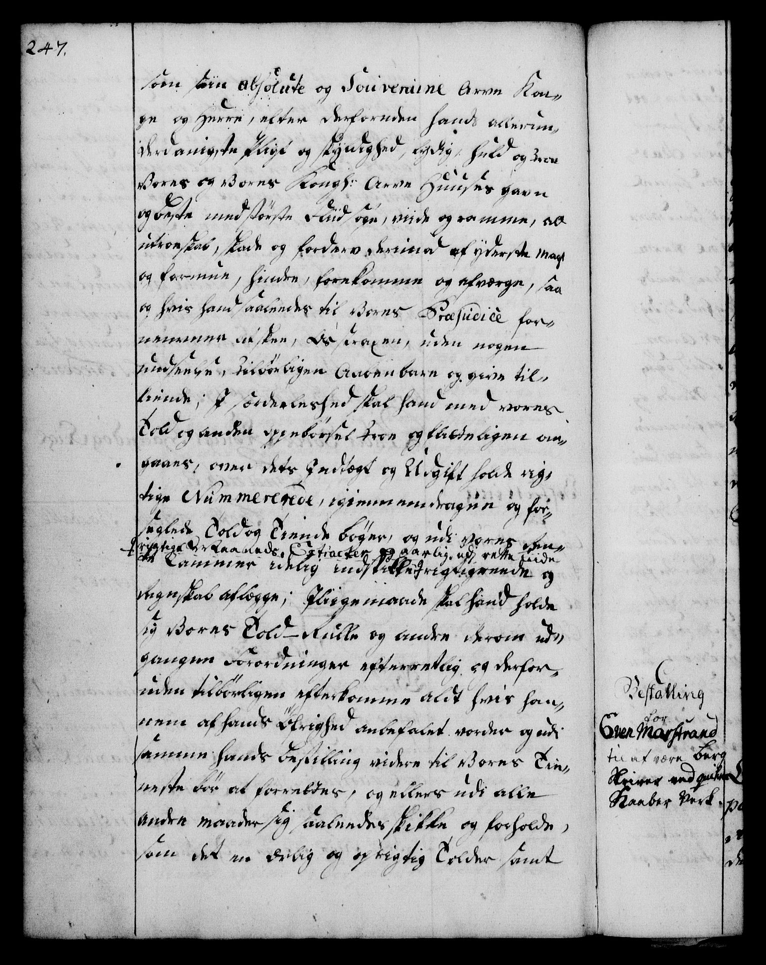 Rentekammeret, Kammerkanselliet, RA/EA-3111/G/Gg/Gge/L0003: Norsk bestallingsprotokoll med register (merket RK 53.27), 1745-1761, p. 247