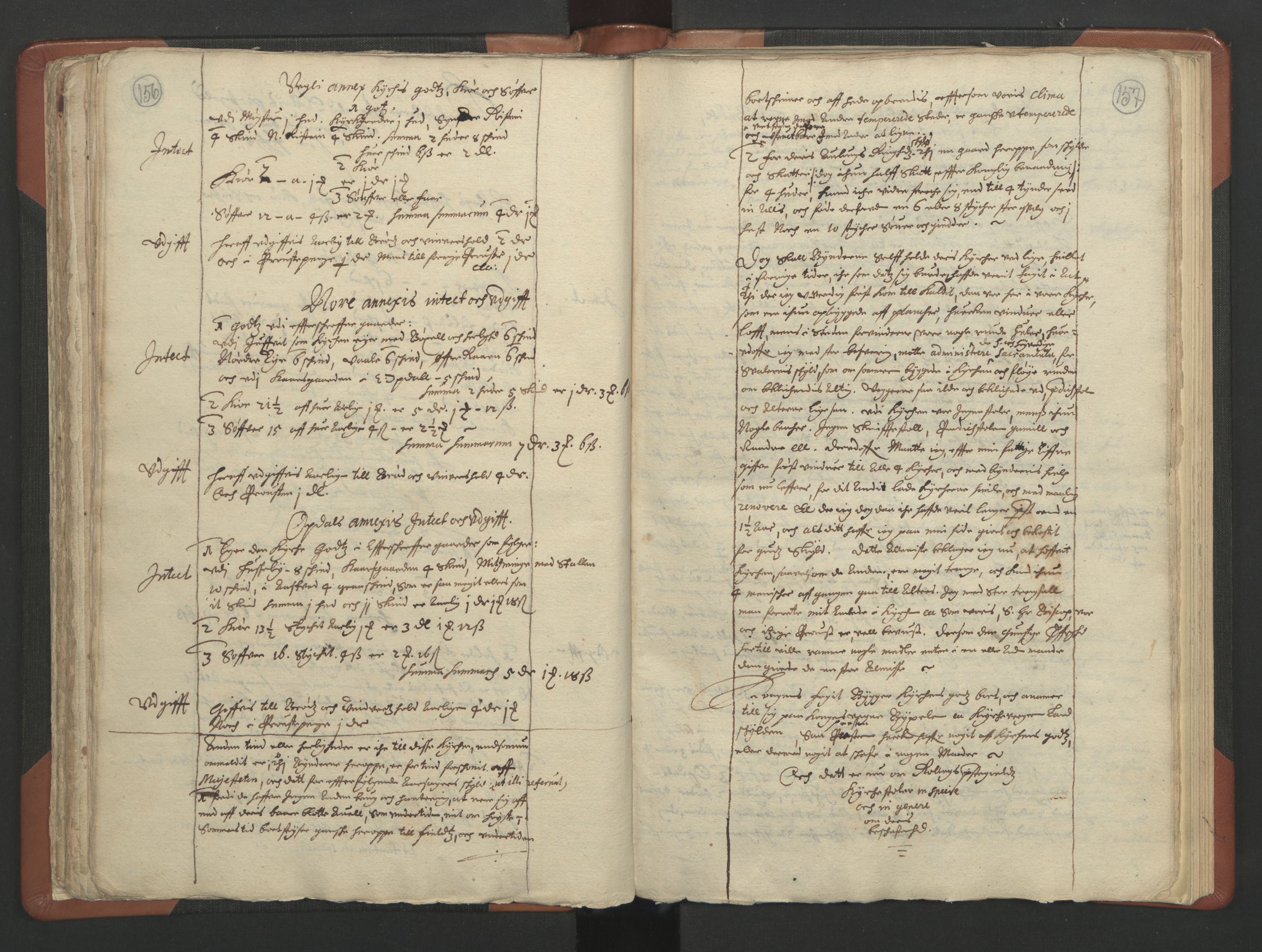 RA, Vicar's Census 1664-1666, no. 11: Brunlanes deanery, 1664-1666, p. 156-157