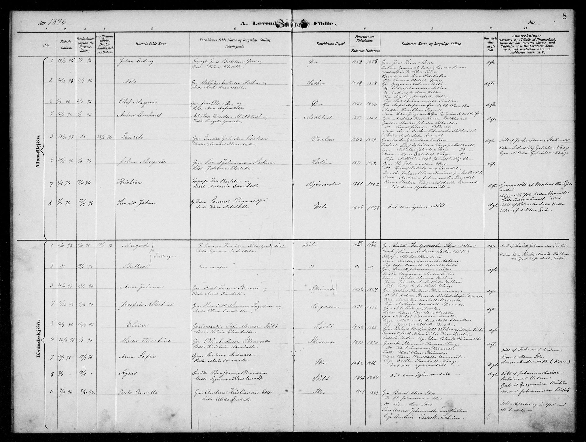 Hyllestad sokneprestembete, SAB/A-80401: Parish register (copy) no. C 3, 1894-1913, p. 8