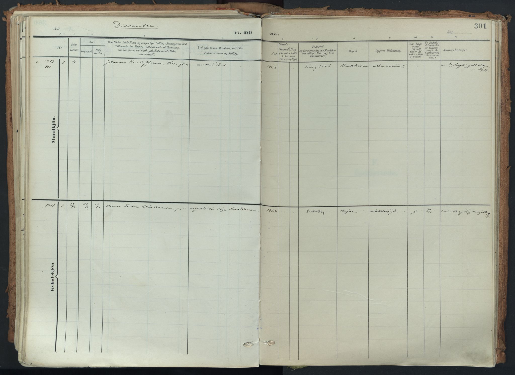Eidsberg prestekontor Kirkebøker, SAO/A-10905/F/Fa/L0014: Parish register (official) no. I 14, 1902-1919, p. 301