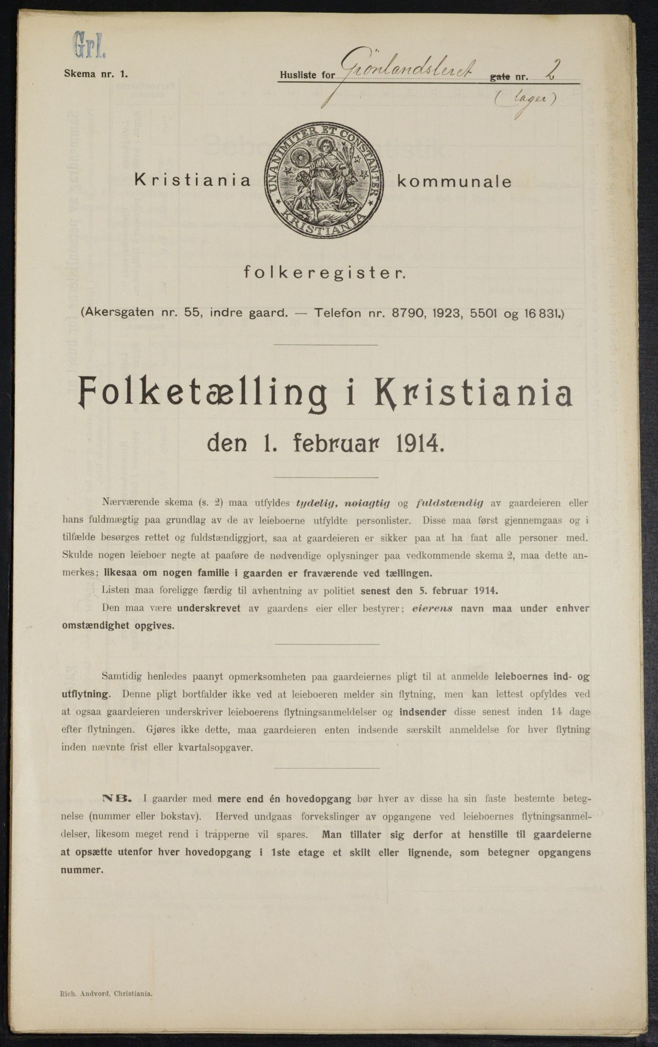 OBA, Municipal Census 1914 for Kristiania, 1914, p. 31678