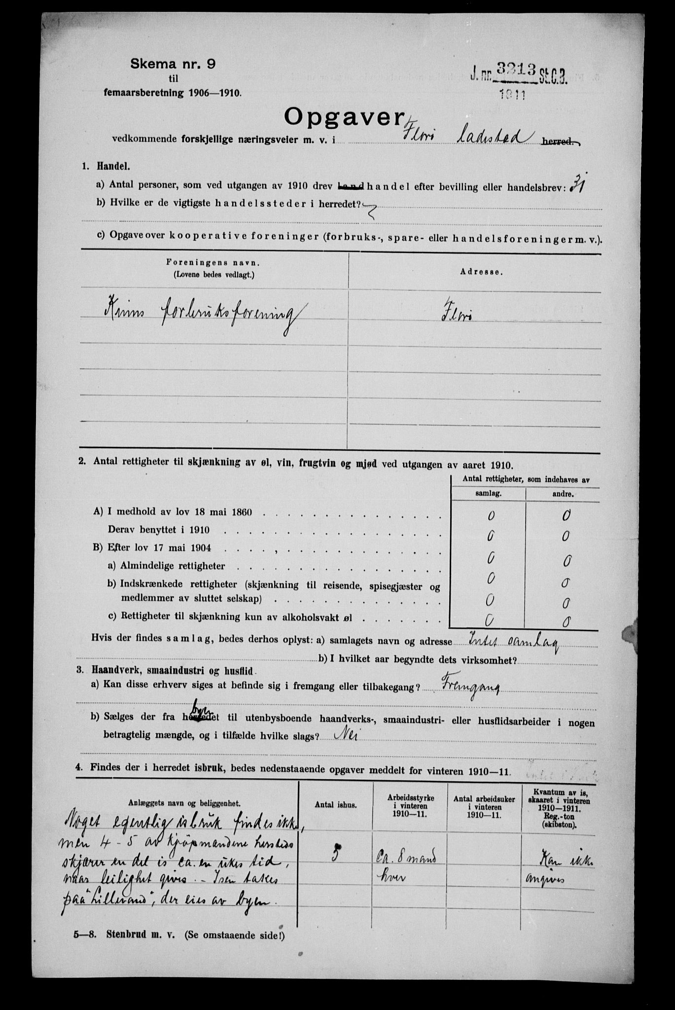 Statistisk sentralbyrå, Næringsøkonomiske emner, Generelt - Amtmennenes femårsberetninger, AV/RA-S-2233/F/Fa/L0116: --, 1906-1915, p. 246