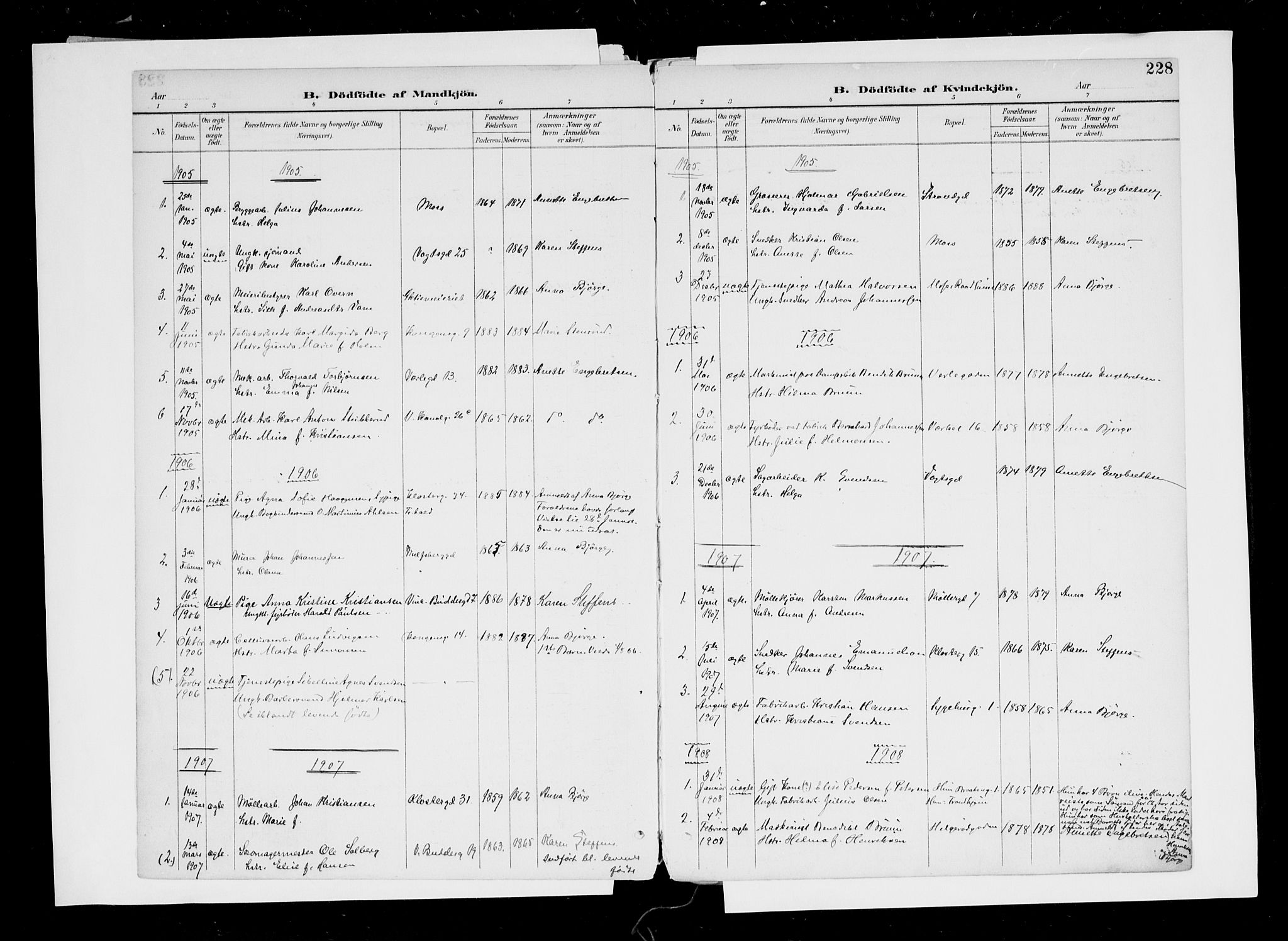 Moss prestekontor Kirkebøker, AV/SAO-A-2003/F/Fb/L0004: Parish register (official) no. II 4, 1902-1912, p. 228