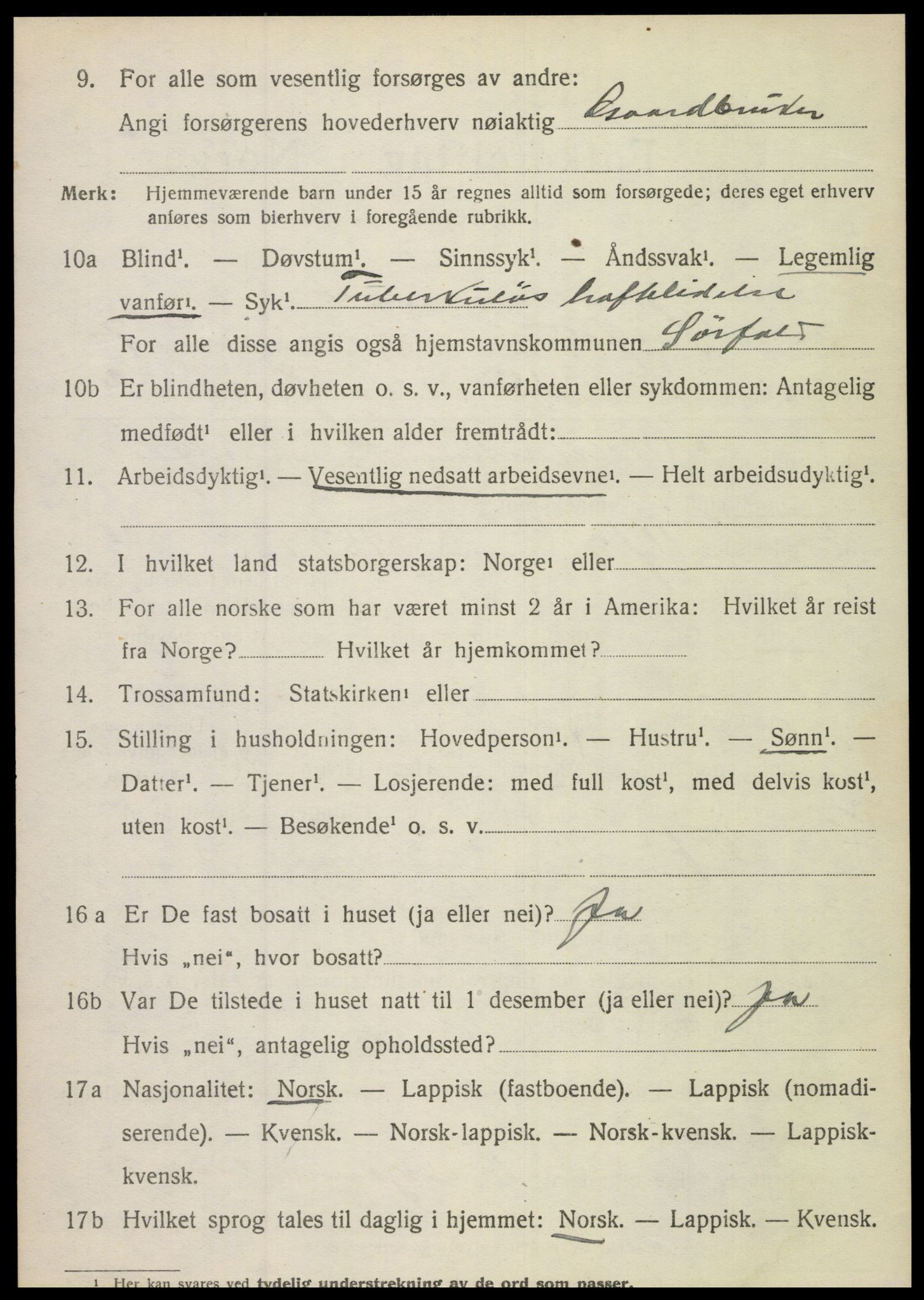 SAT, 1920 census for Sørfold, 1920, p. 4064