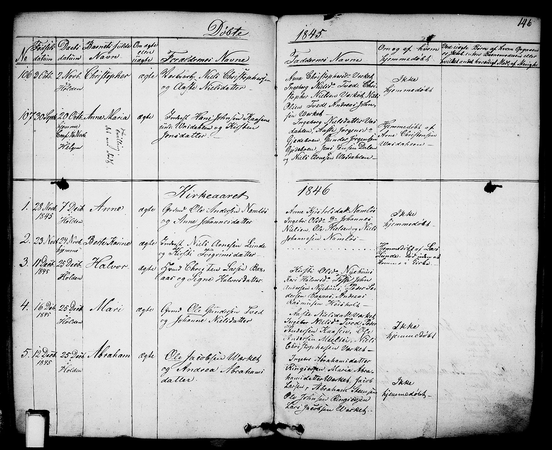 Holla kirkebøker, SAKO/A-272/F/Fa/L0004: Parish register (official) no. 4, 1830-1848, p. 146