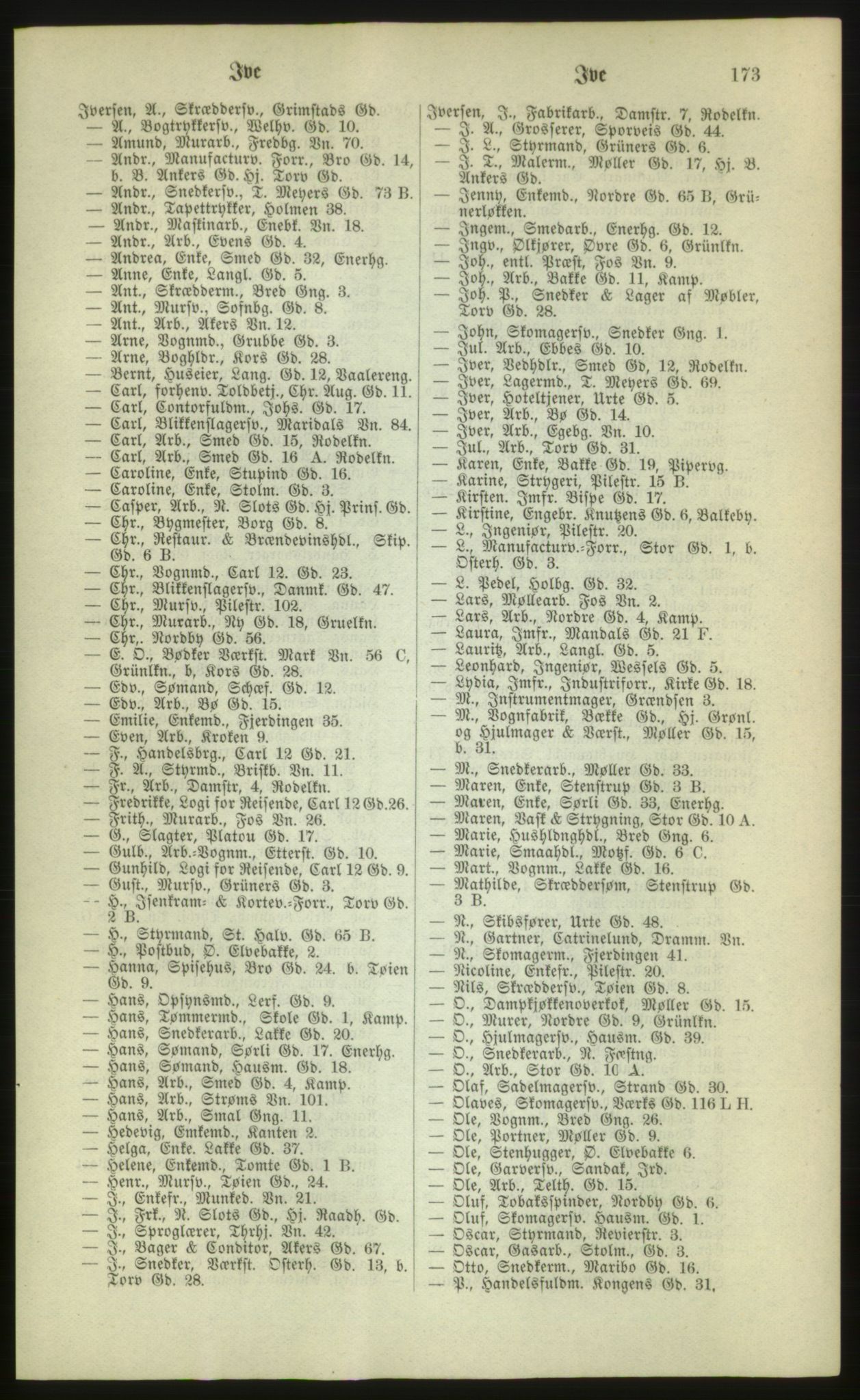 Kristiania/Oslo adressebok, PUBL/-, 1880, p. 173