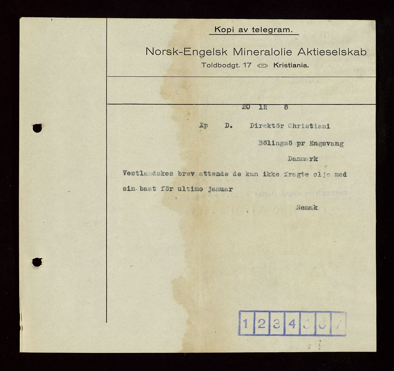 Pa 1521 - A/S Norske Shell, AV/SAST-A-101915/E/Ea/Eaa/L0004: Sjefskorrespondanse, 1918, p. 9