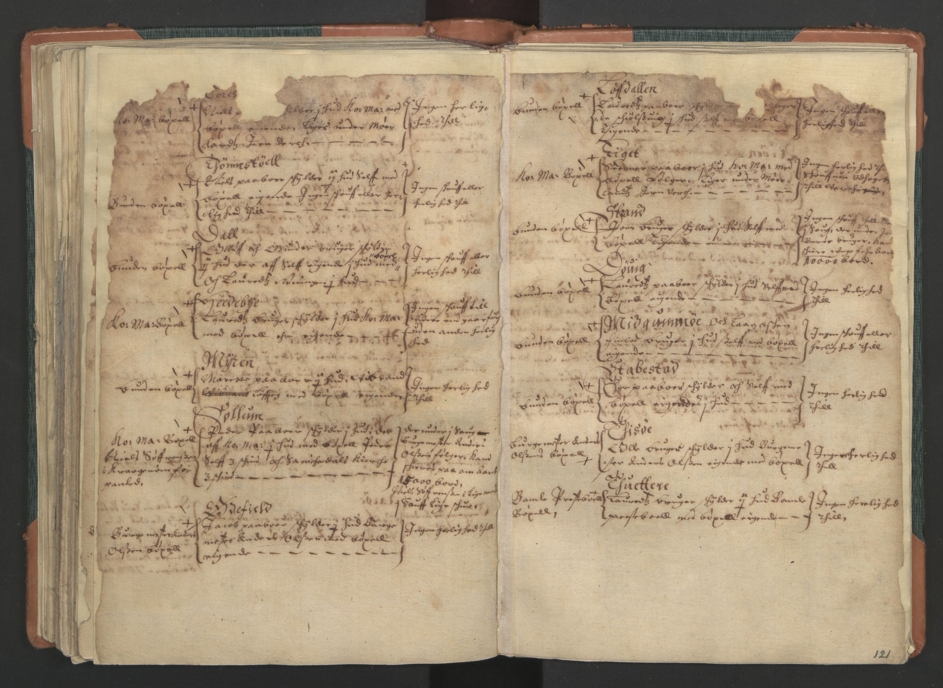 Rentekammeret inntil 1814, Realistisk ordnet avdeling, AV/RA-EA-4070/L/L0017: Skien lagdømme. Alminnelig jordebok for Telemark, Bamble og Numedal, 1661, p. 120b-121a
