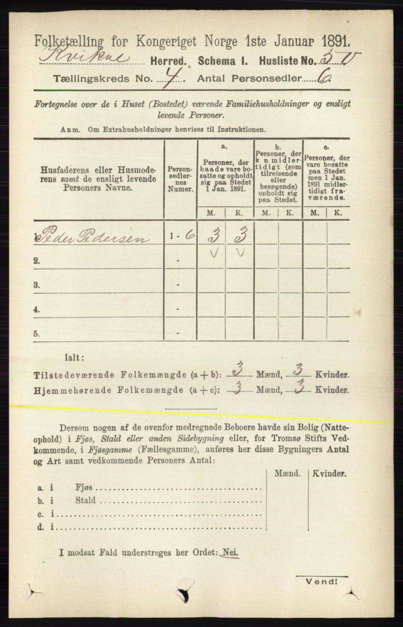 RA, 1891 census for 0440 Kvikne, 1891, p. 966