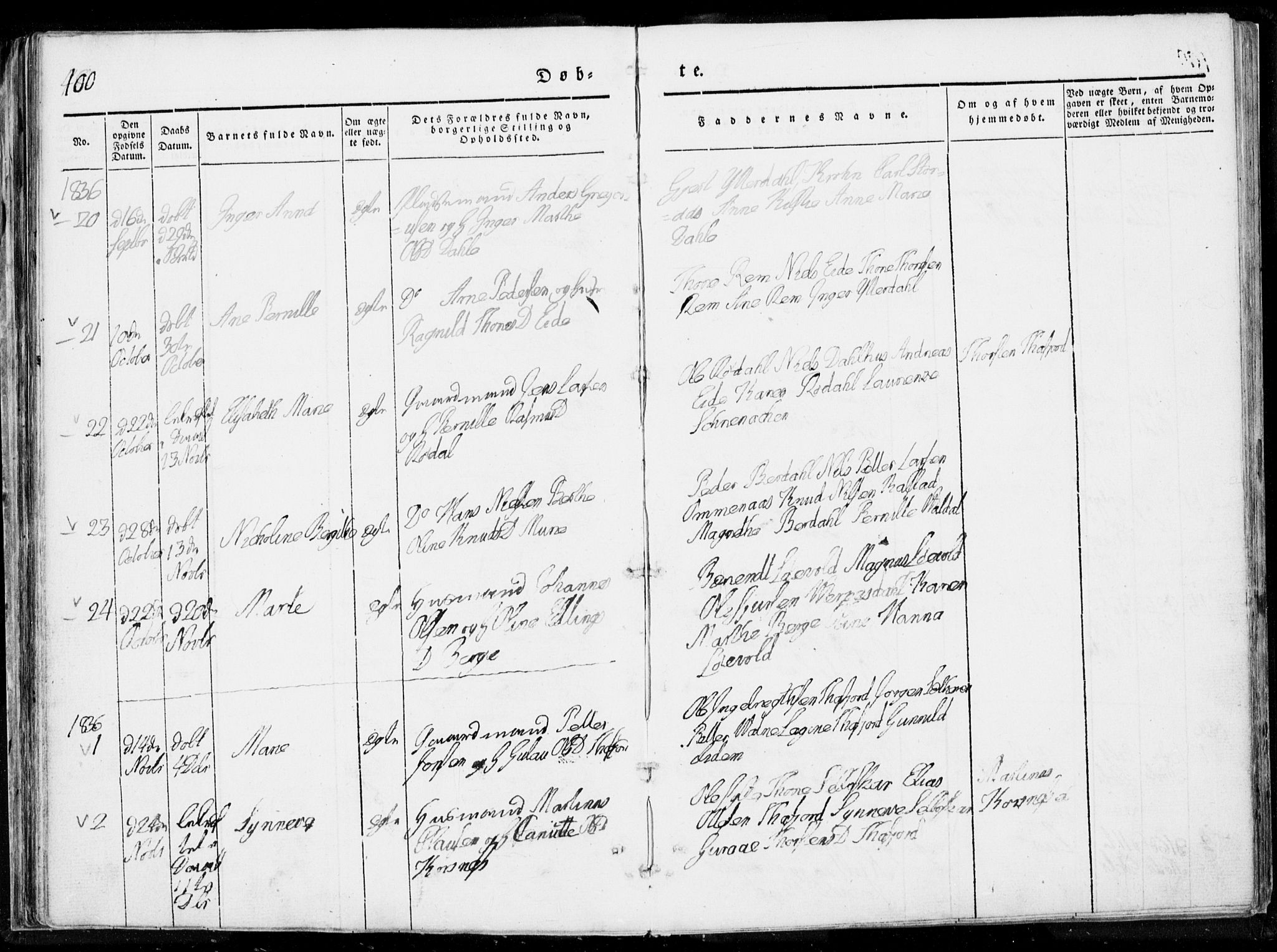 Ministerialprotokoller, klokkerbøker og fødselsregistre - Møre og Romsdal, AV/SAT-A-1454/519/L0247: Parish register (official) no. 519A06, 1827-1846, p. 100