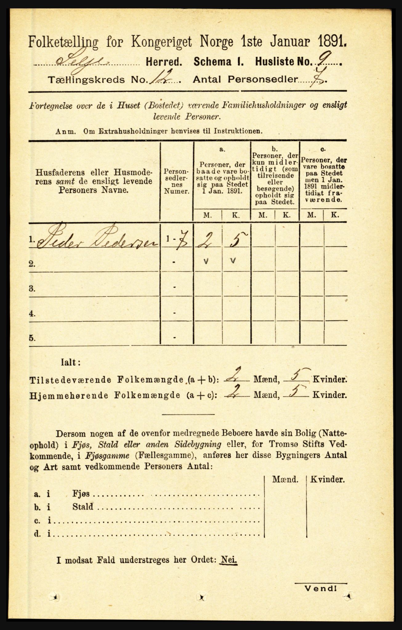 RA, 1891 census for 1441 Selje, 1891, p. 3632