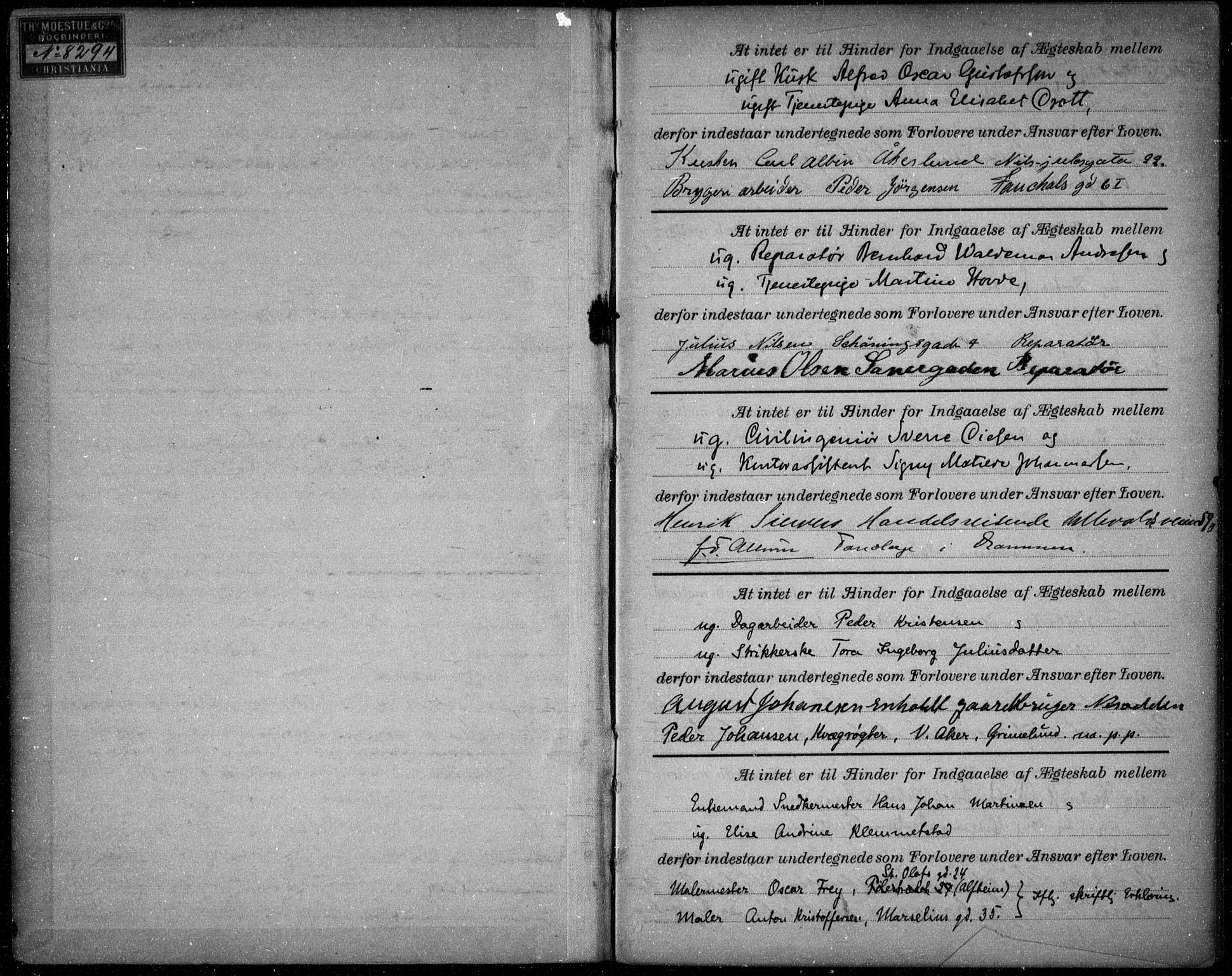 Fagerborg prestekontor Kirkebøker, SAO/A-10844/H/Ha/L0002: Banns register no. 2, 1910-1918