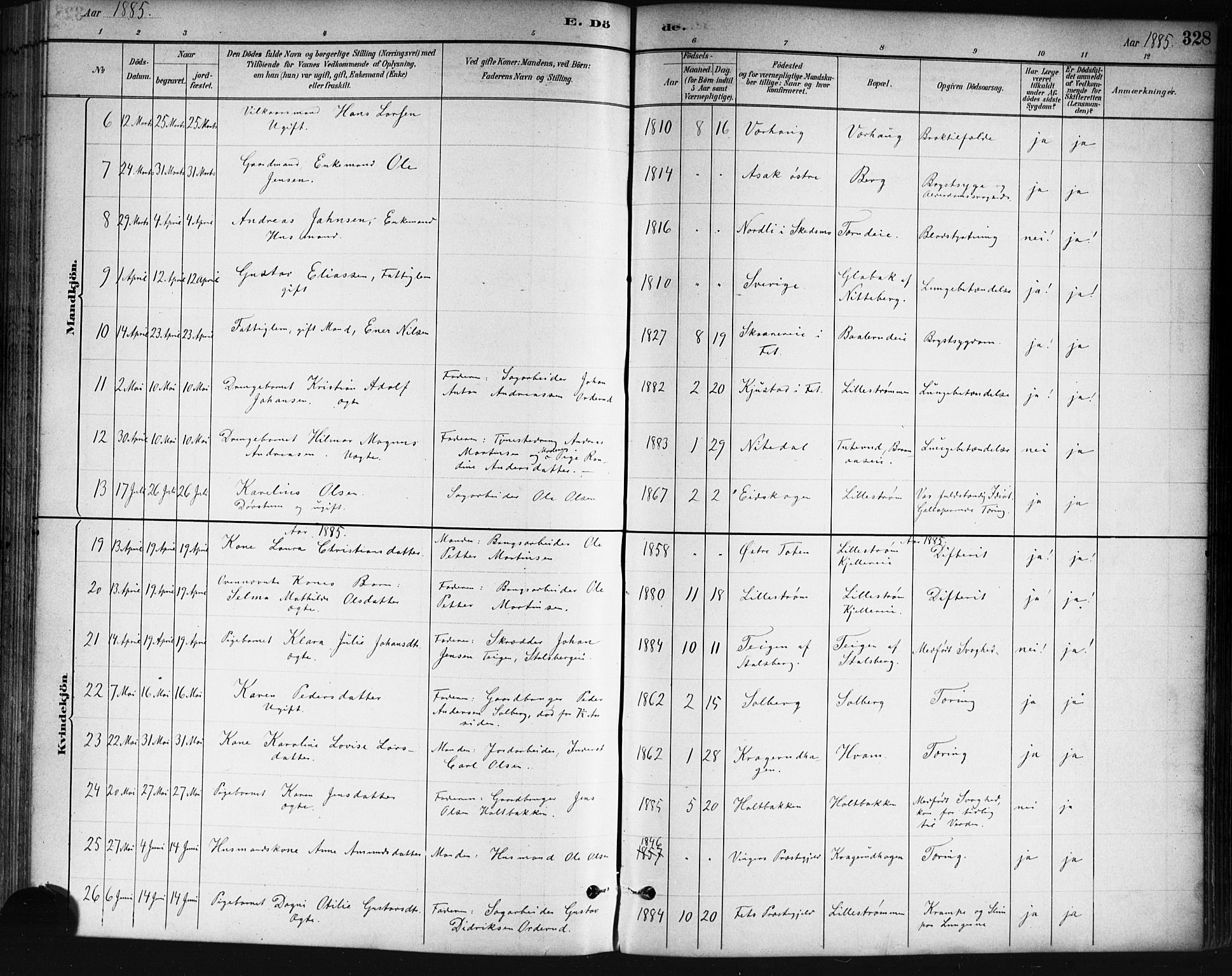 Skedsmo prestekontor Kirkebøker, SAO/A-10033a/G/Ga/L0004: Parish register (copy) no. I 4, 1883-1895, p. 328