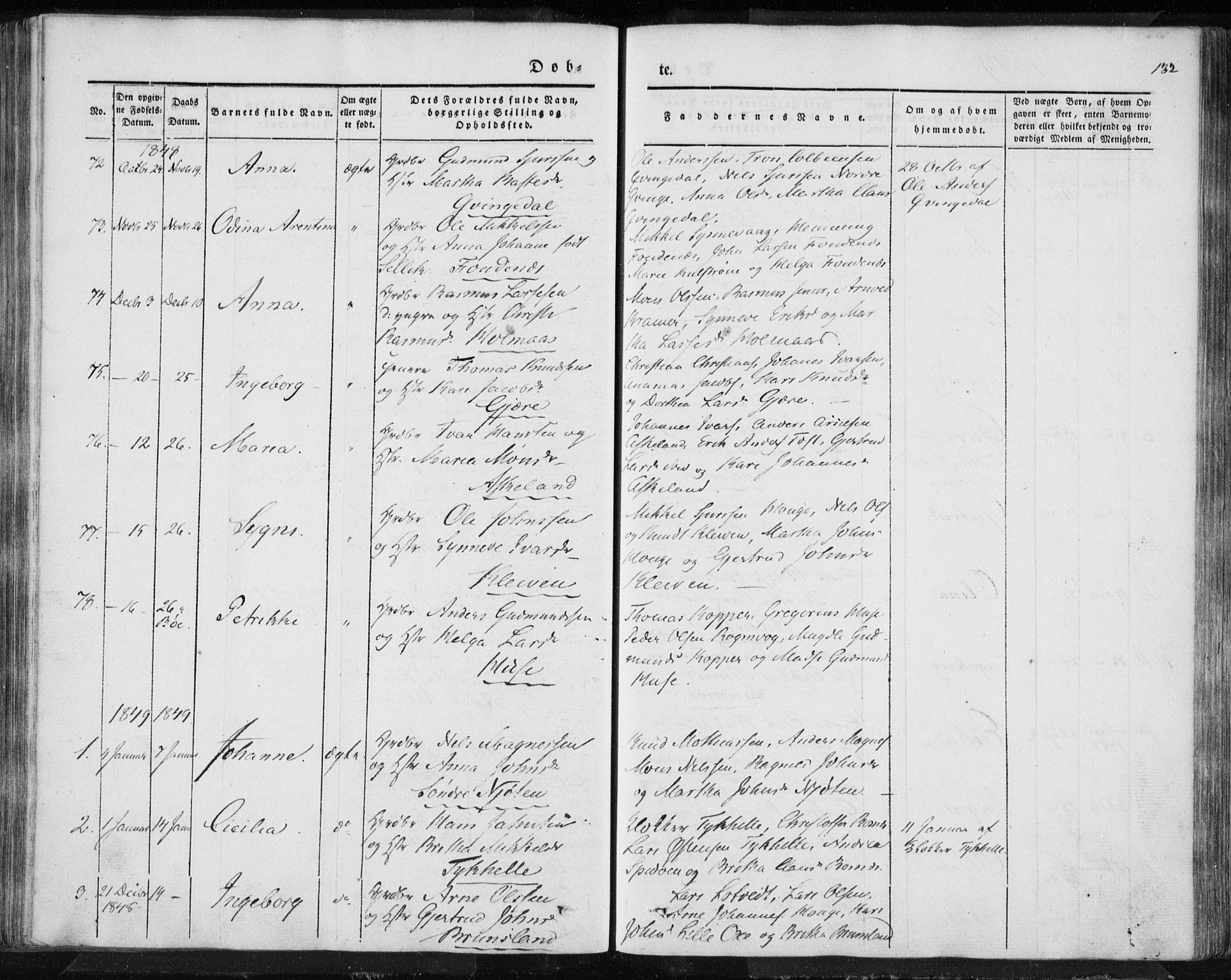 Lindås Sokneprestembete, AV/SAB-A-76701/H/Haa/Haaa/L0010: Parish register (official) no. A 10, 1842-1862, p. 132