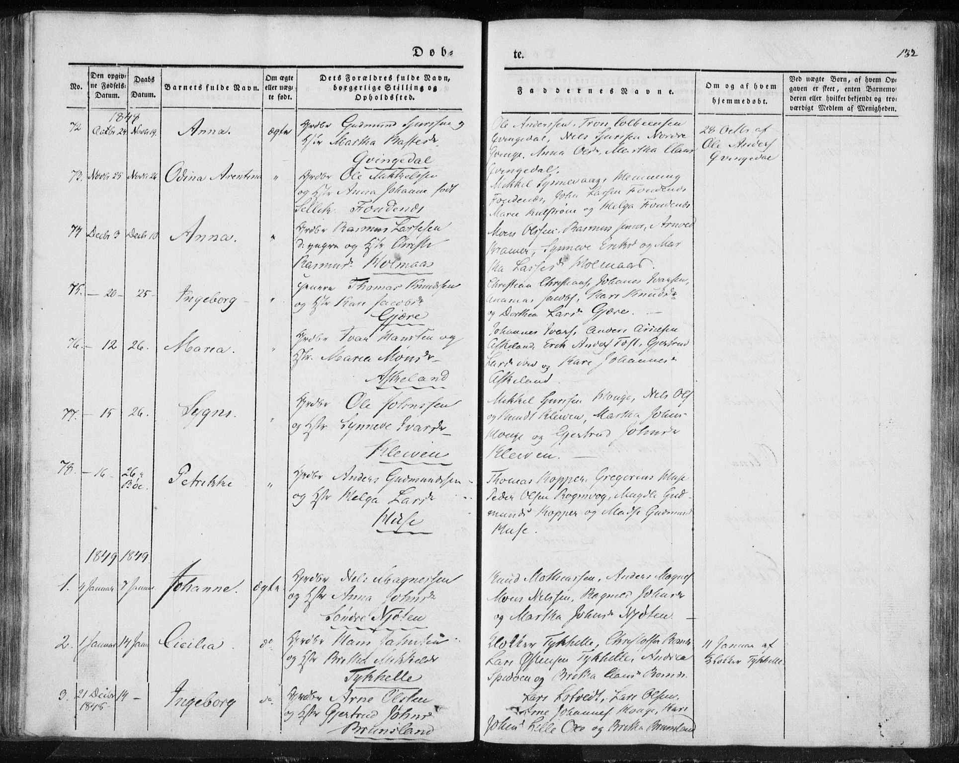 Lindås Sokneprestembete, AV/SAB-A-76701/H/Haa/Haaa/L0010: Parish register (official) no. A 10, 1842-1862, p. 132