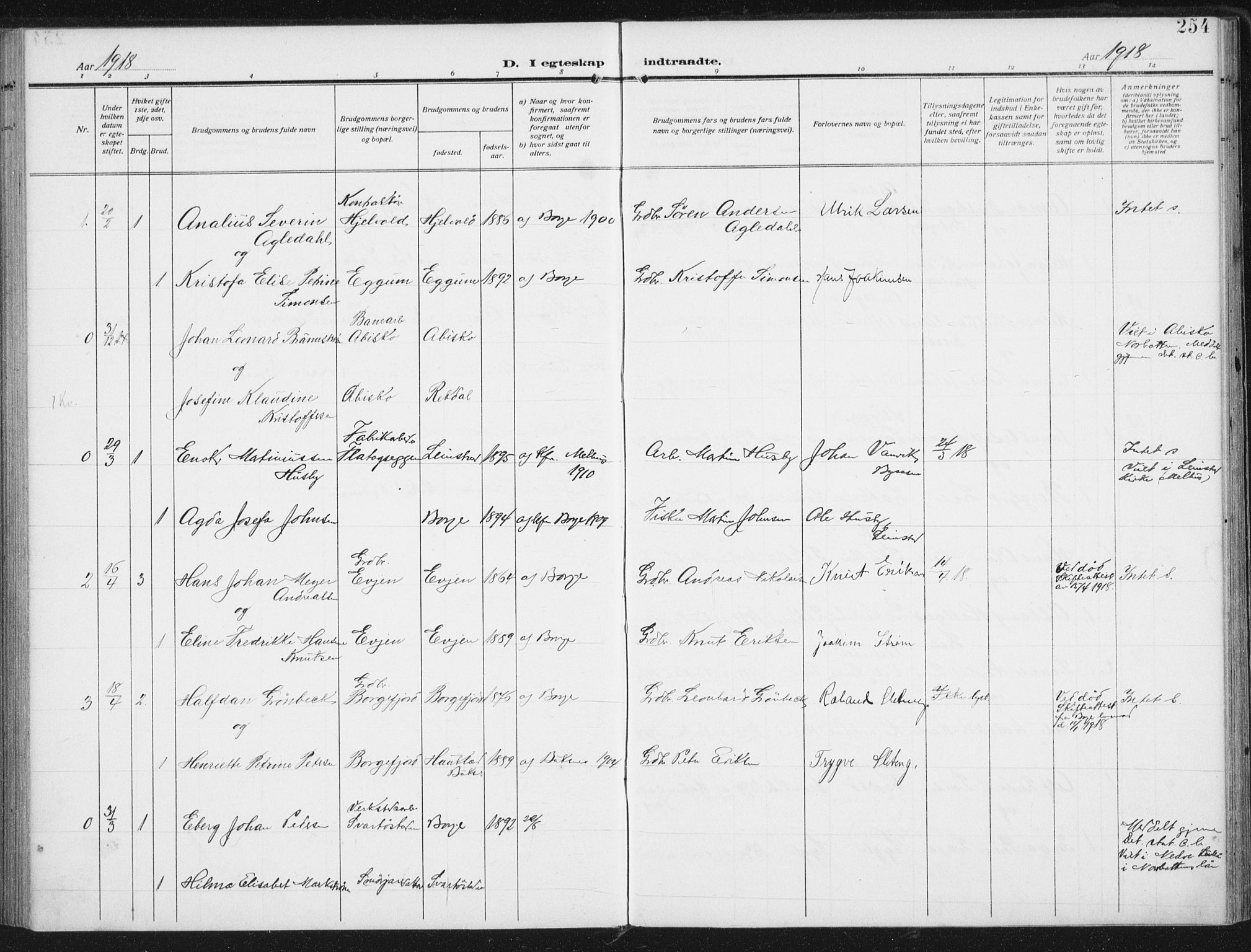 Ministerialprotokoller, klokkerbøker og fødselsregistre - Nordland, SAT/A-1459/880/L1135: Parish register (official) no. 880A09, 1908-1919, p. 254