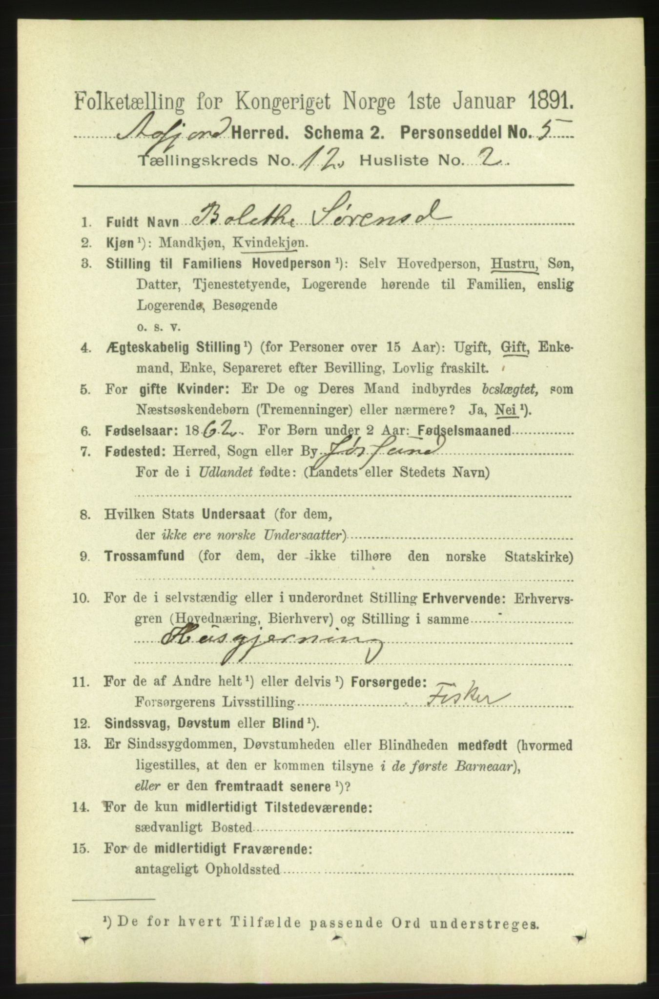 RA, 1891 census for 1630 Åfjord, 1891, p. 3755