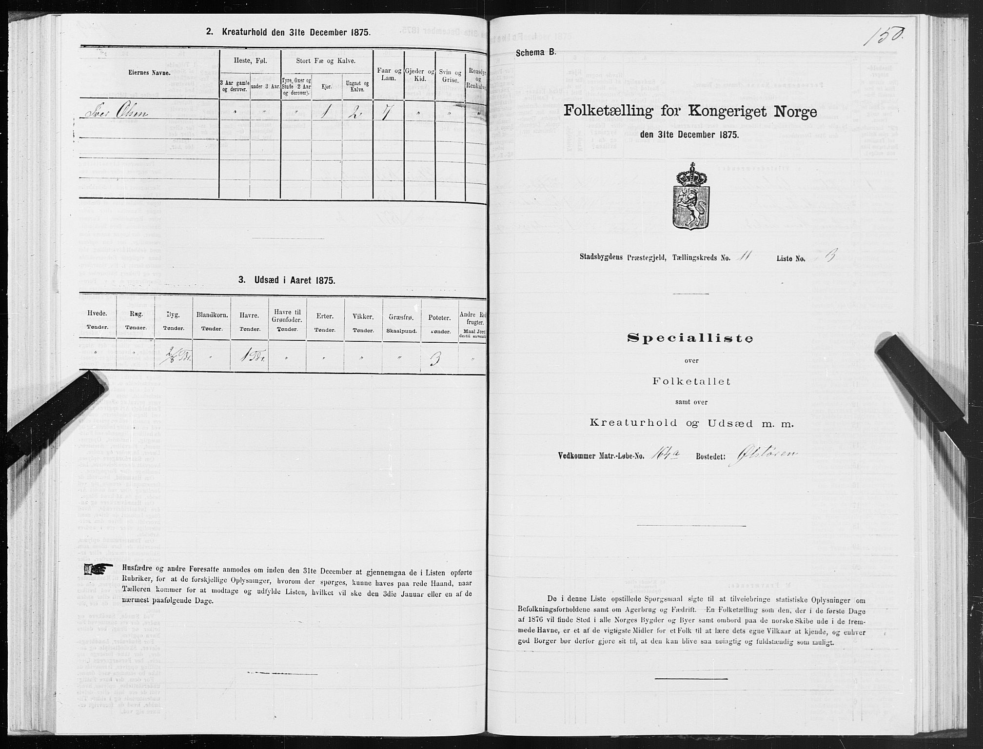 SAT, 1875 census for 1625P Stadsbygd, 1875, p. 6150