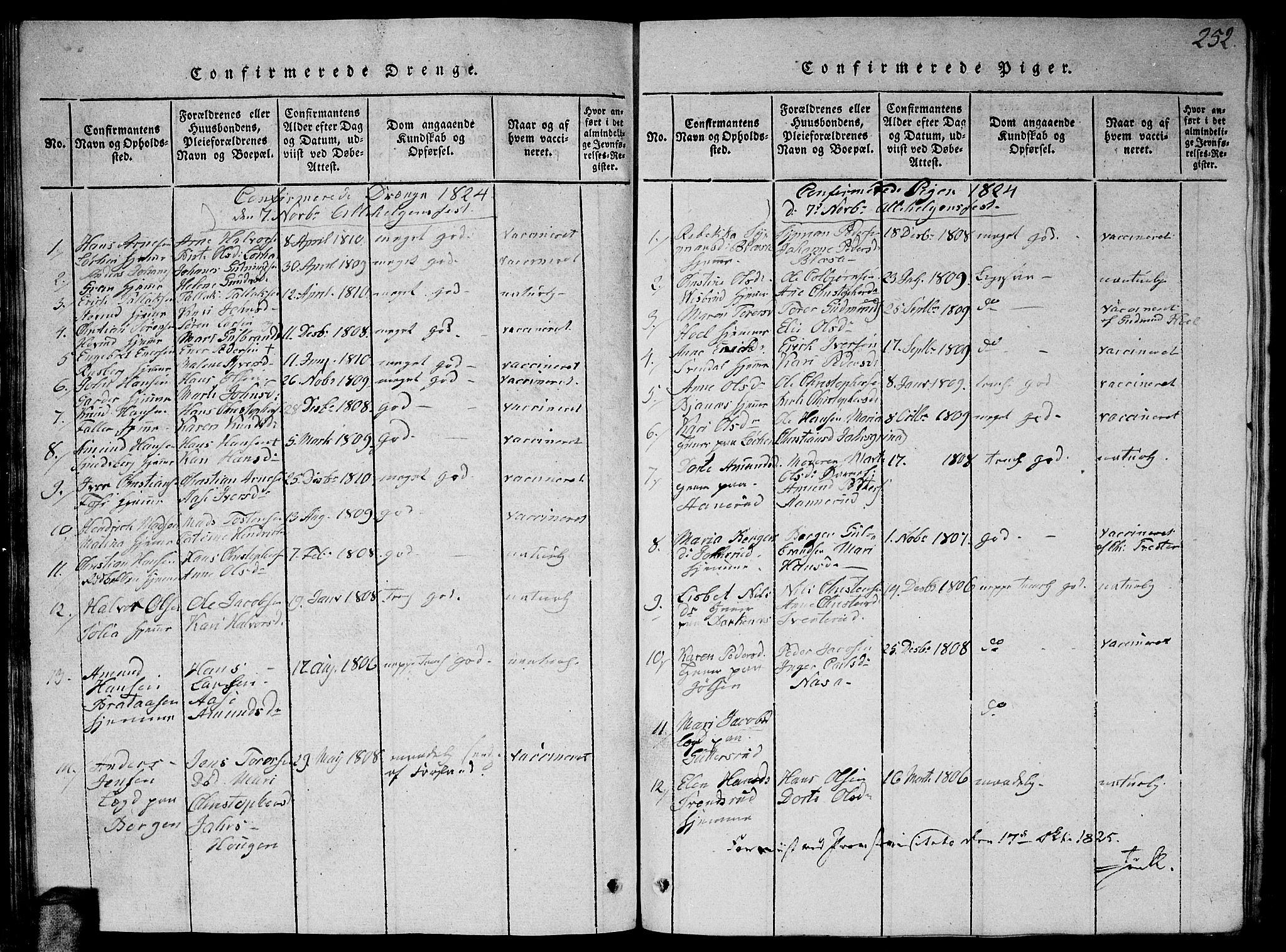 Fet prestekontor Kirkebøker, AV/SAO-A-10370a/G/Ga/L0001: Parish register (copy) no. I 1, 1815-1842, p. 252