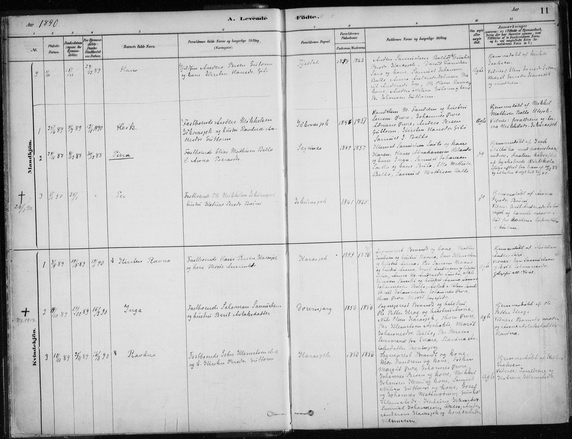 Karasjok sokneprestkontor, SATØ/S-1352/H/Ha/L0002kirke: Parish register (official) no. 2, 1885-1906, p. 11