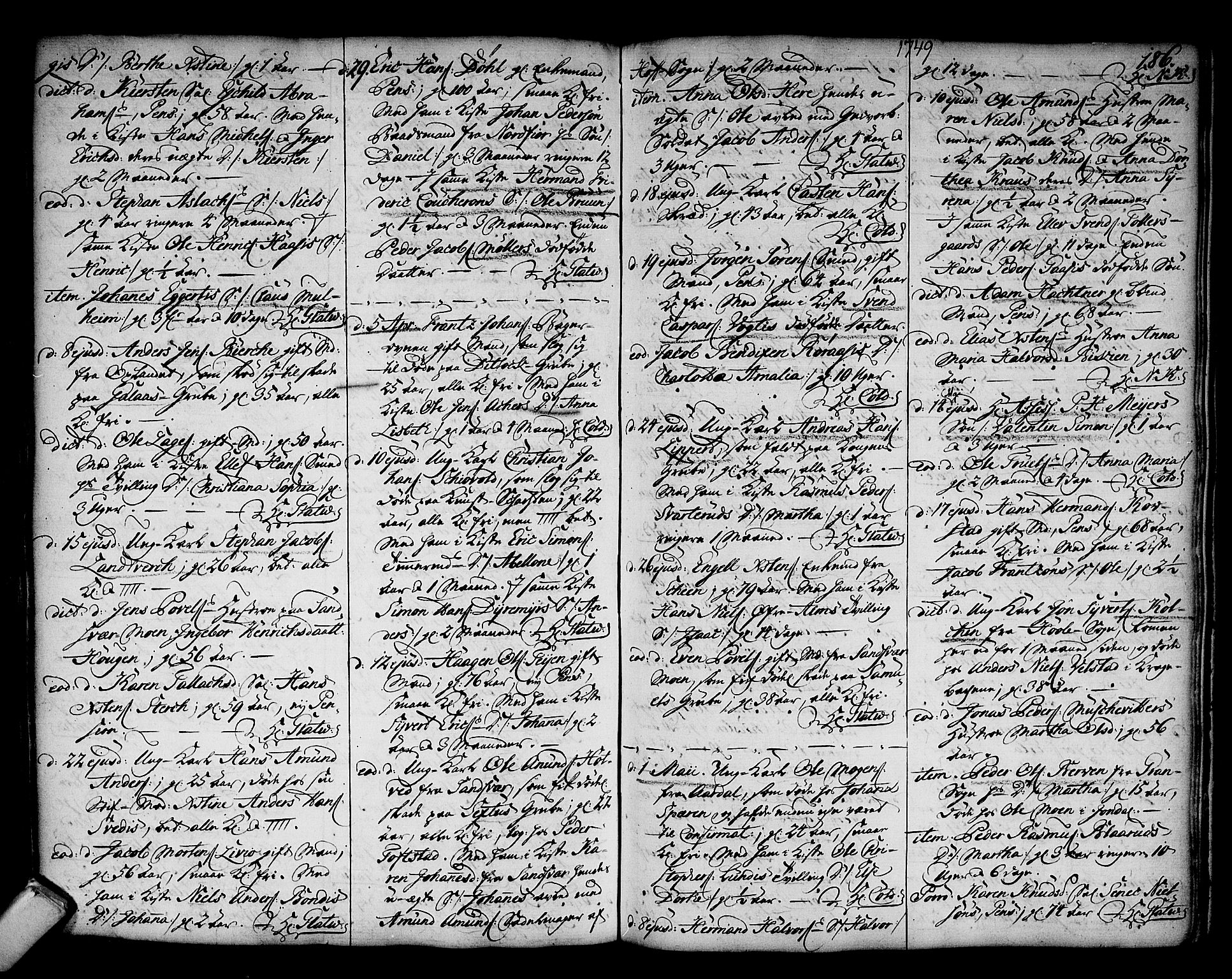 Kongsberg kirkebøker, SAKO/A-22/F/Fa/L0003: Parish register (official) no. I 3, 1744-1755, p. 186