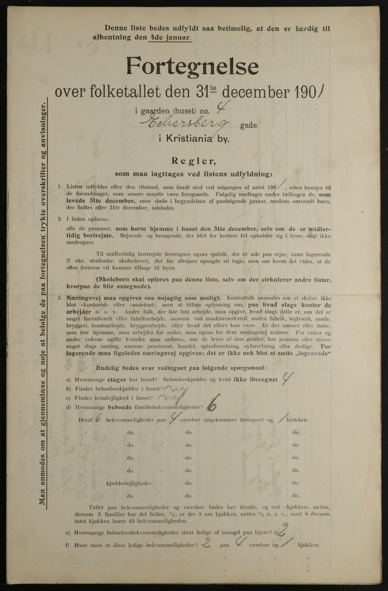 OBA, Municipal Census 1901 for Kristiania, 1901, p. 2954