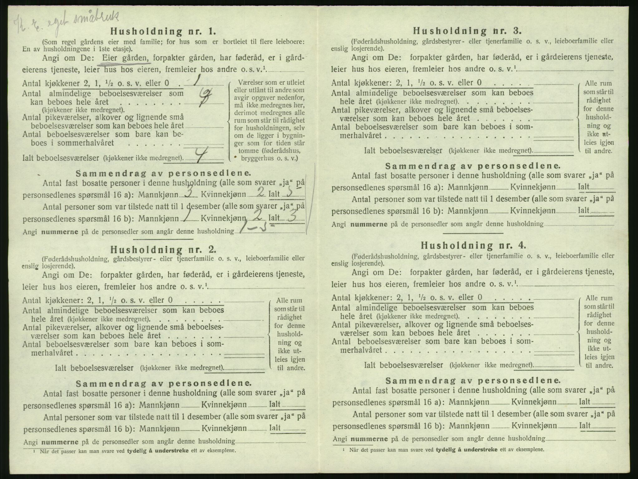 SAK, 1920 census for Austad, 1920, p. 44