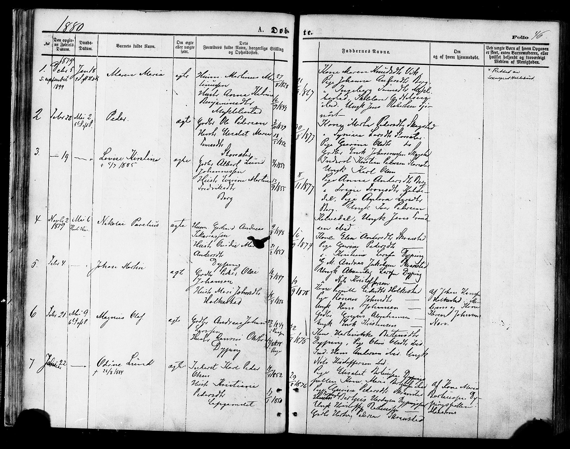 Ministerialprotokoller, klokkerbøker og fødselsregistre - Nordland, AV/SAT-A-1459/855/L0802: Parish register (official) no. 855A10, 1875-1886, p. 46