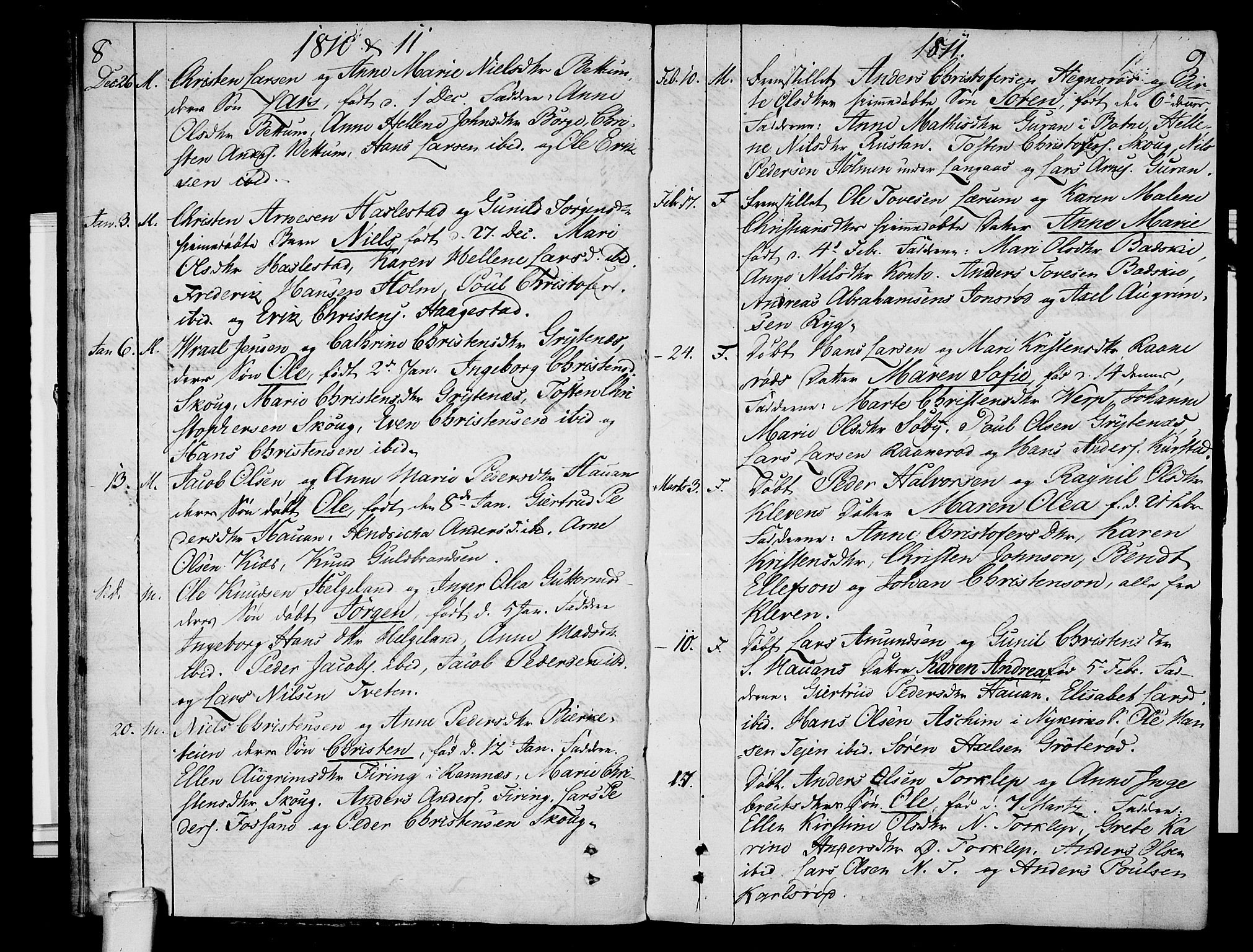 Våle kirkebøker, AV/SAKO-A-334/F/Fa/L0006: Parish register (official) no. I 6, 1808-1814, p. 8-9