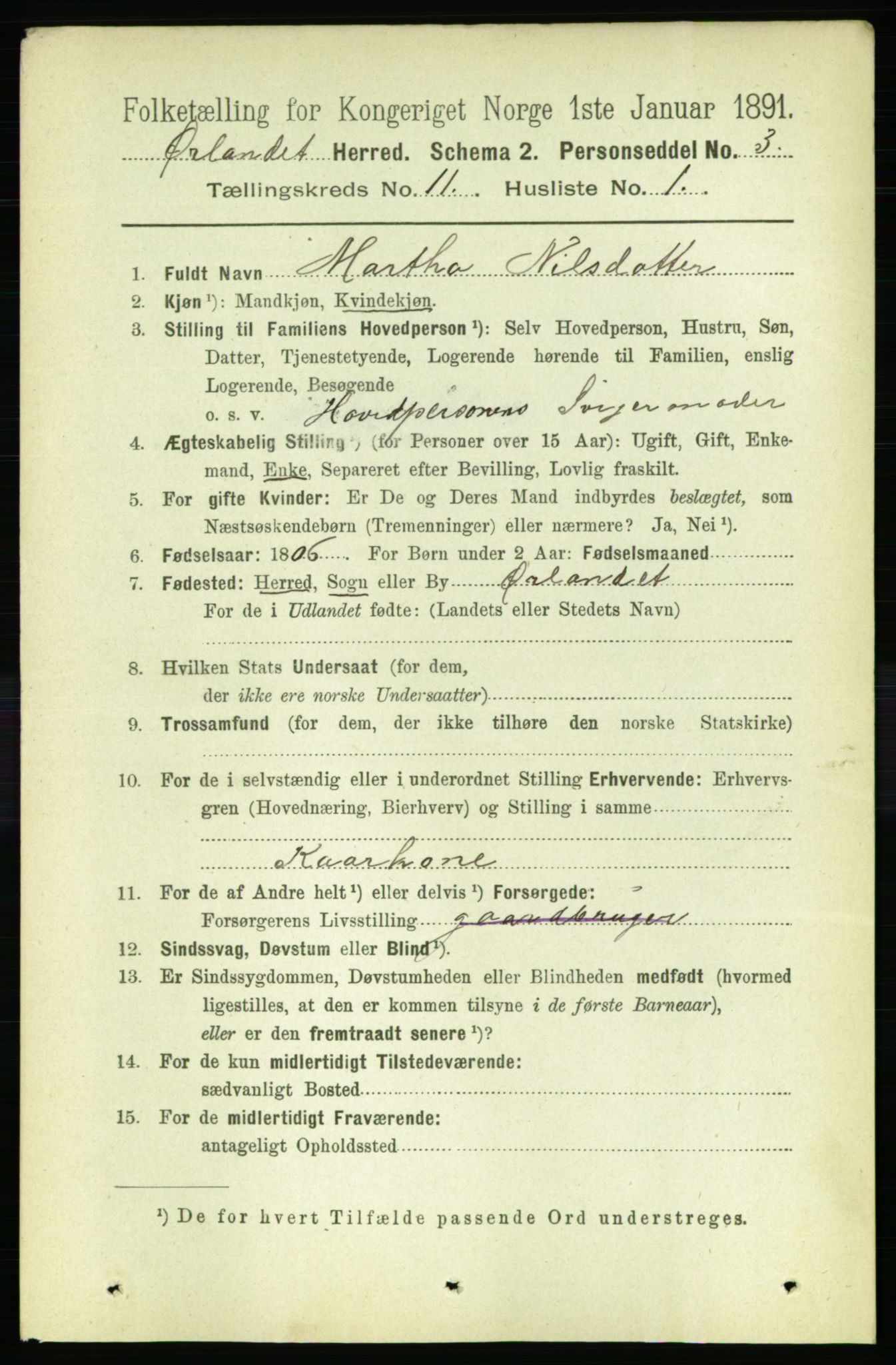 RA, 1891 census for 1621 Ørland, 1891, p. 4904