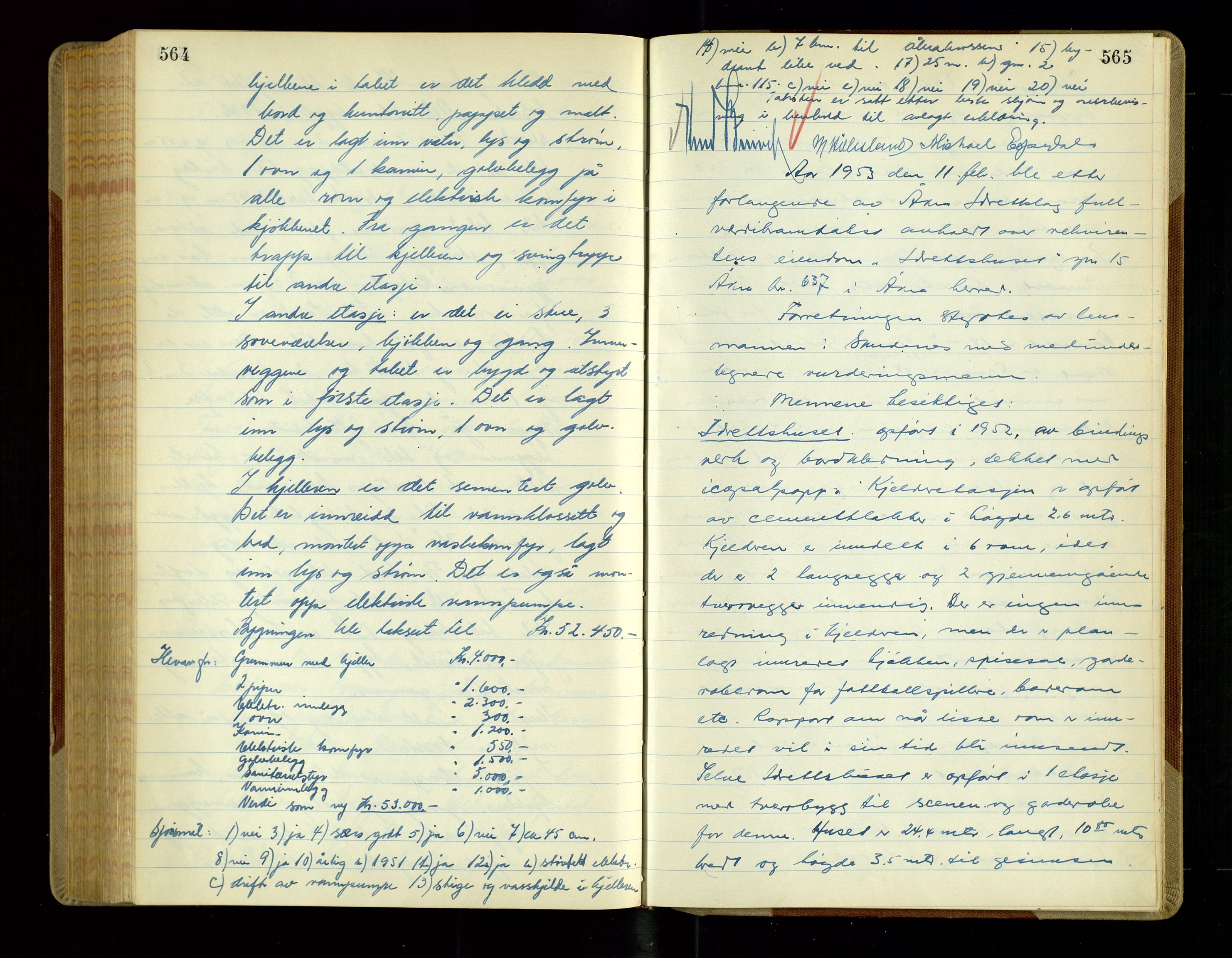 Skudenes lensmannskontor, AV/SAST-A-100444/Goa/L0009: Branntakstprotokoll, 1950-1953, p. 564-565