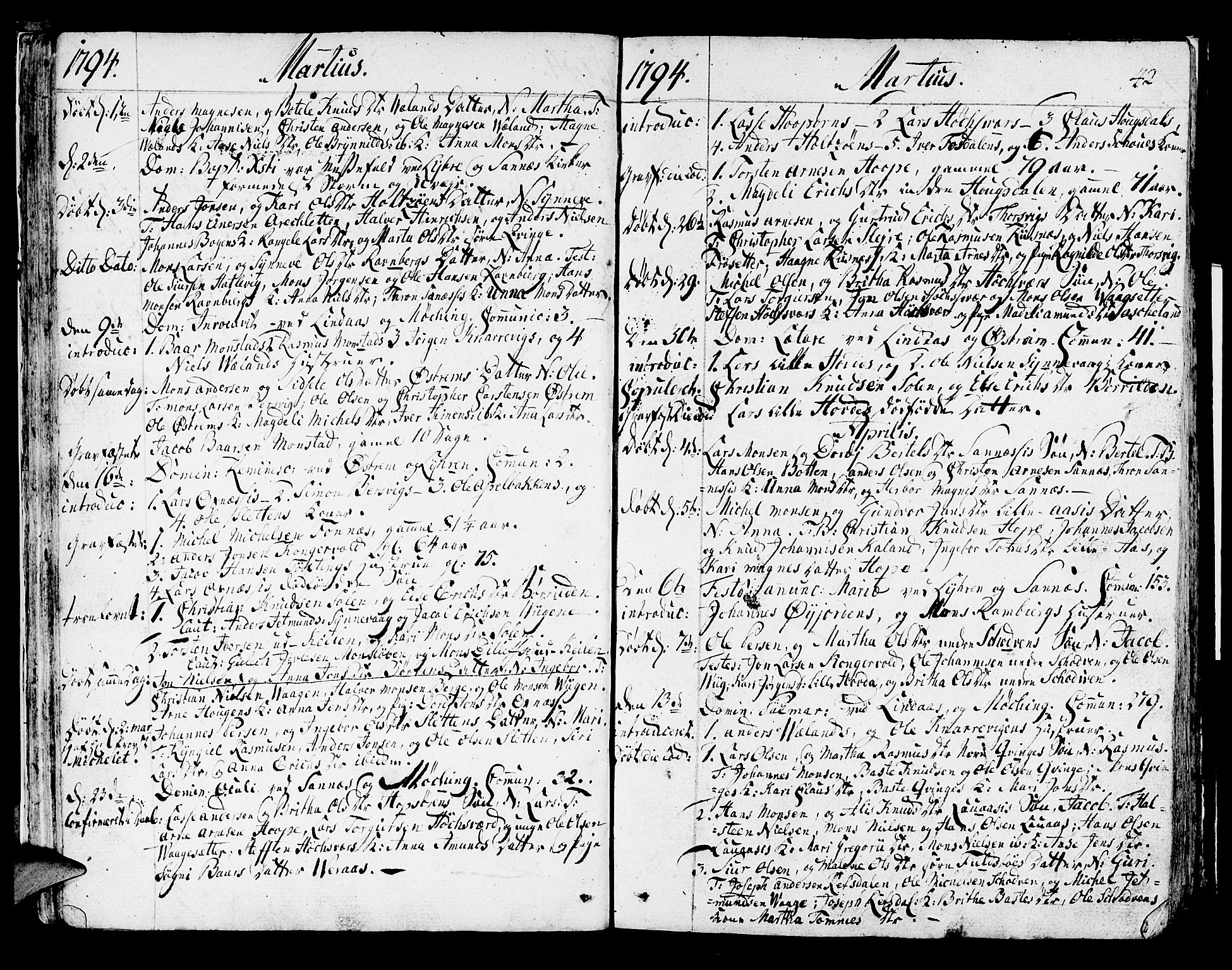 Lindås Sokneprestembete, AV/SAB-A-76701/H/Haa/Haaa/L0005: Parish register (official) no. A 5, 1791-1813, p. 42